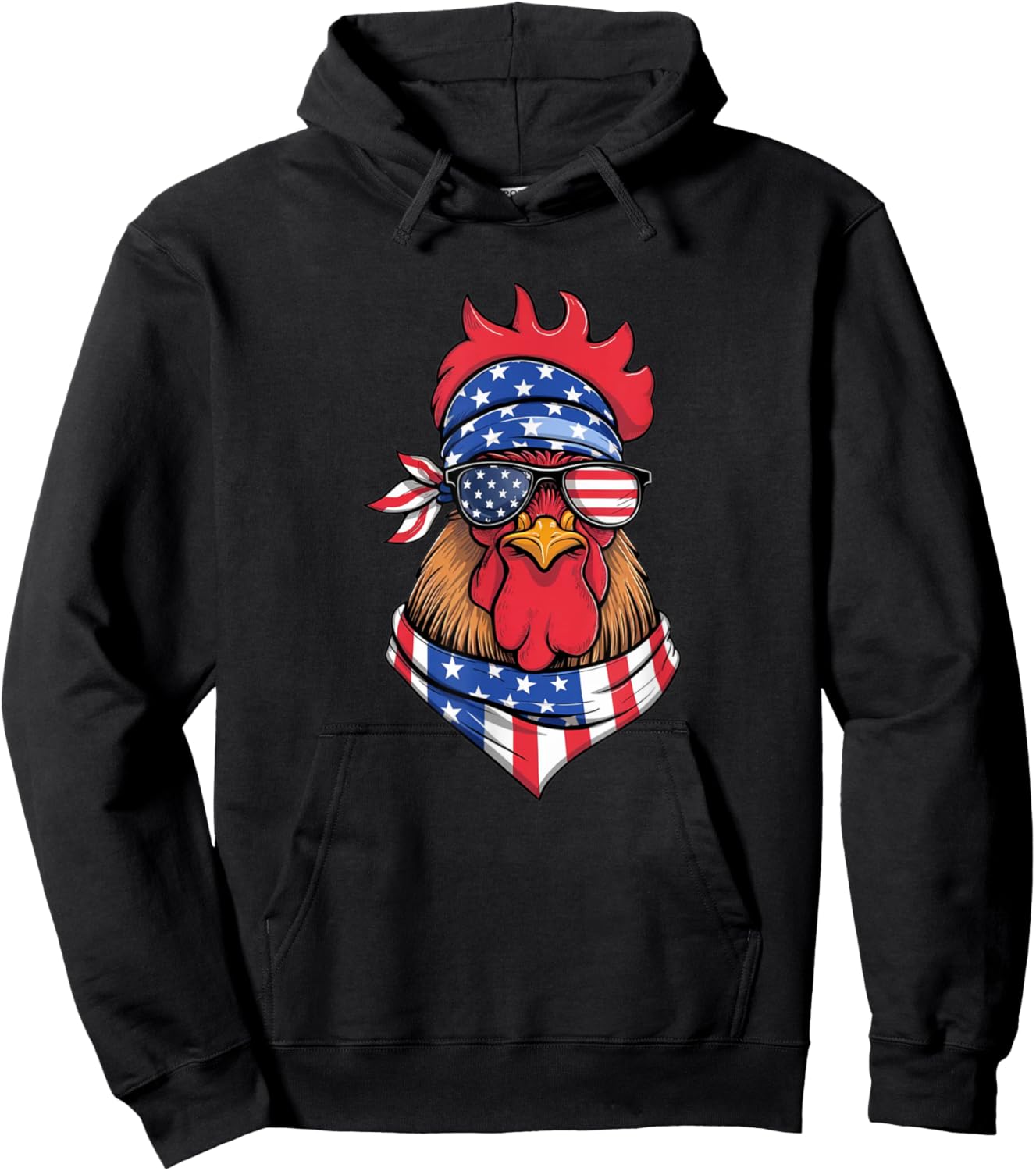 Red White Blue Chicken Farm Animal Patriotic 4th Of July Hoodie - Hoodie | Black