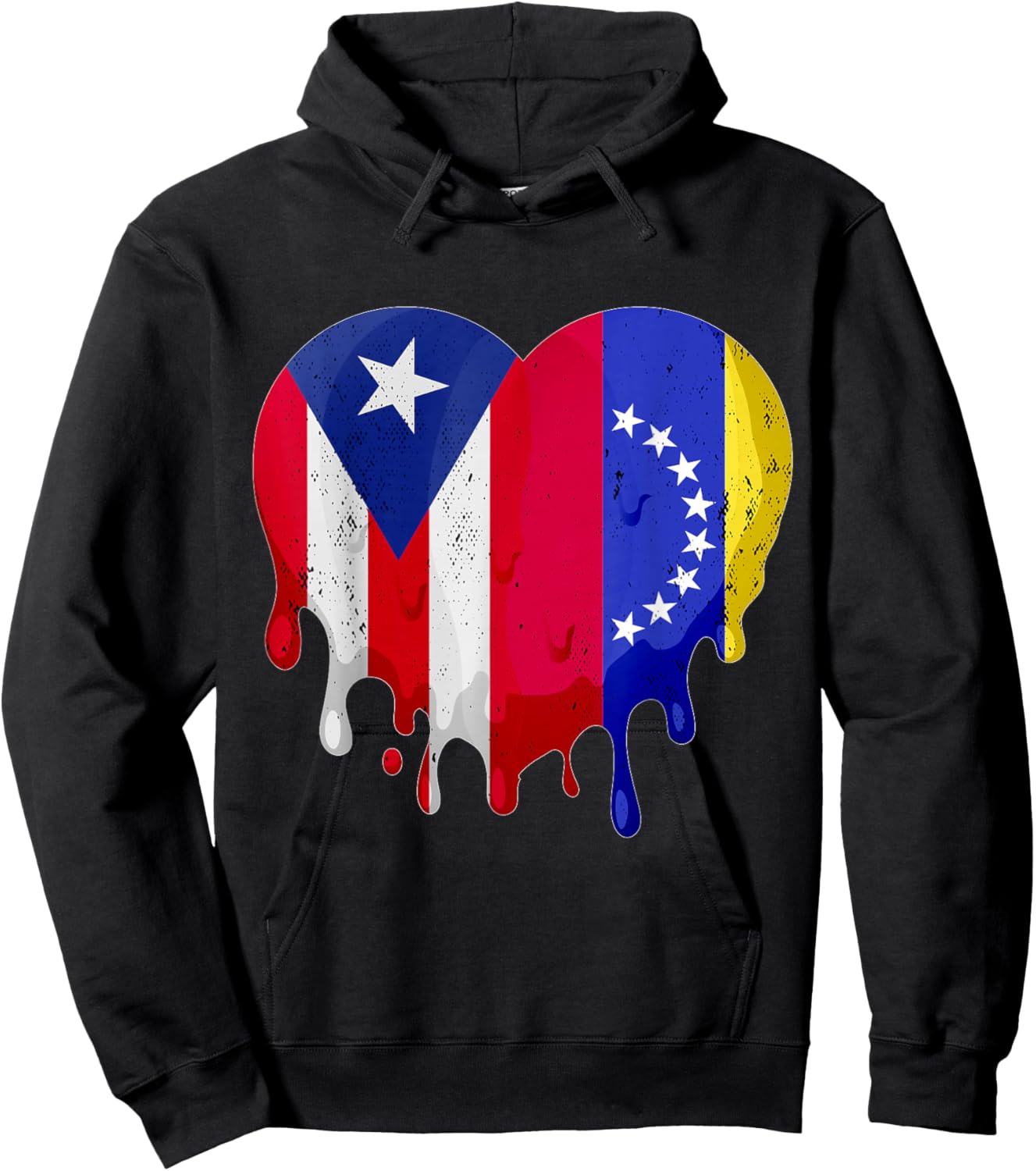 Puerto Rico Venezuela Flag Heart Grown Patriot Country Hoodie - Hoodie | Black