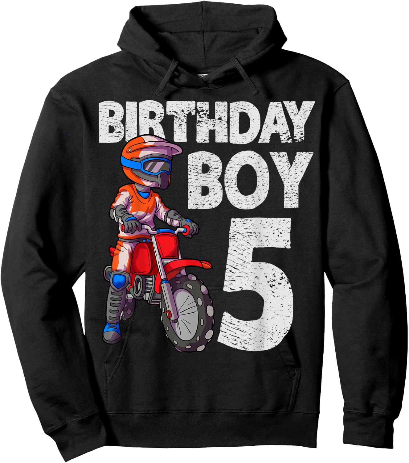 Motocross 5th Birthday Kids MX 5 Year Old Dirt Bike Birthday Hoodie - Hoodie | Black
