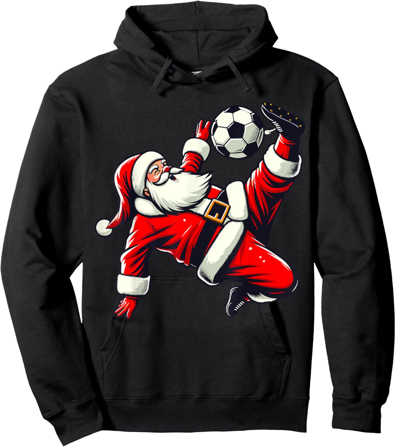 Santa Plays Soccer Bicycle Kick, Christmas Women Men Kids Hoodie - Hoodie | Black