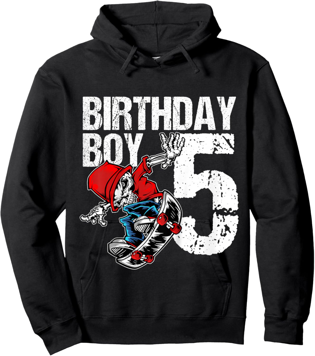 5 Year Old Skateboard Birthday Skateboarding Skate 5th Gift Hoodie - Hoodie | Black