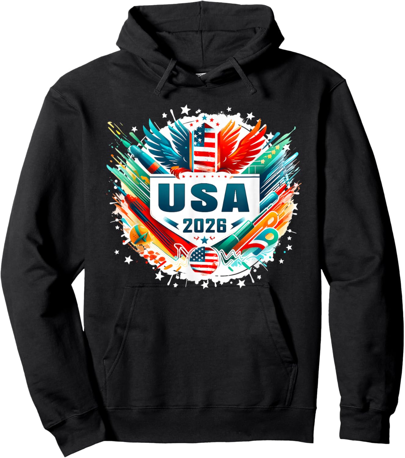 American Flag USA Player 2026 Men Women Boys Kids USA 2026 Hoodie - Hoodie | Black