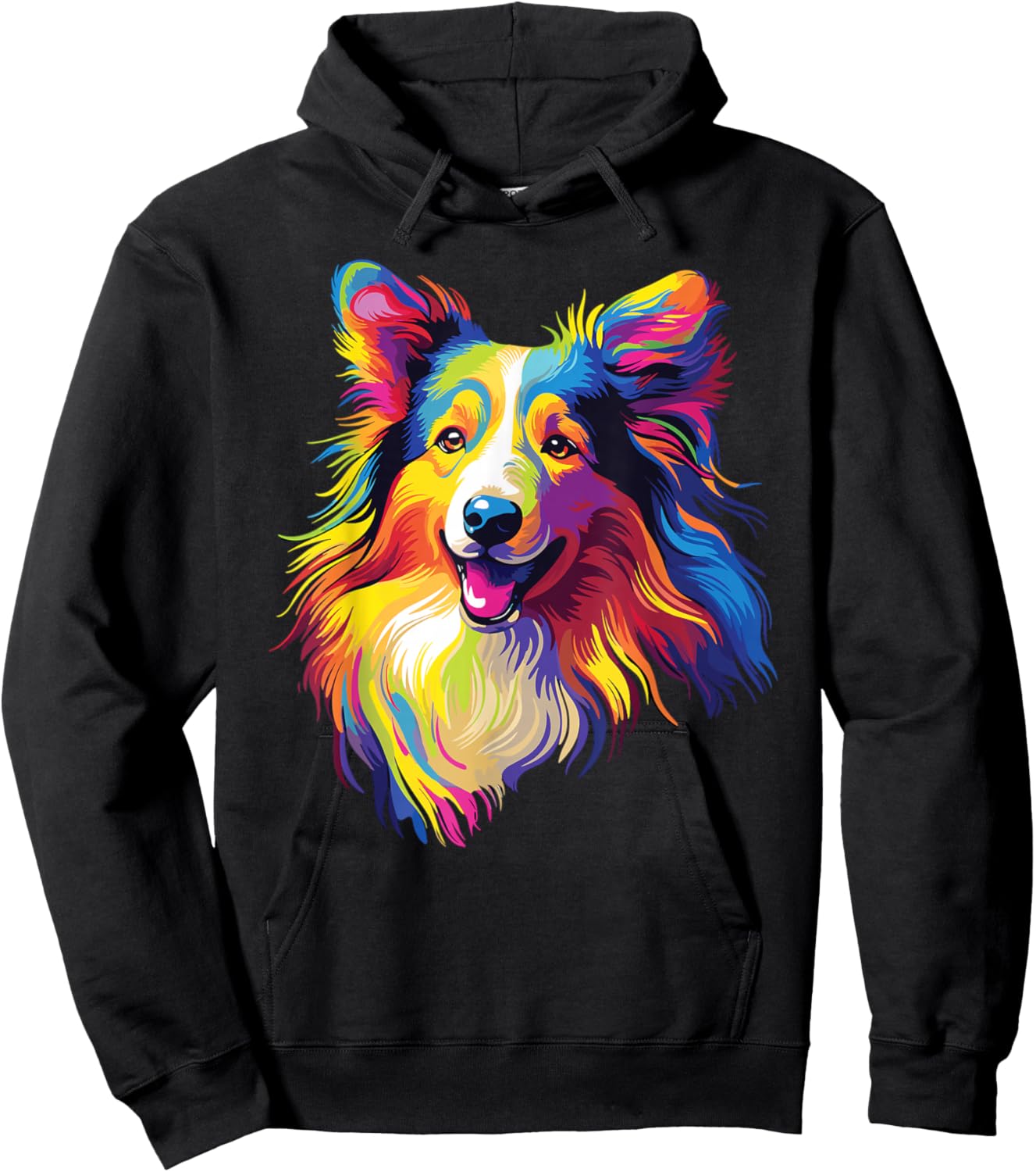 Watercolor Colorful Collie Dogs Hoodie - Hoodie | Black