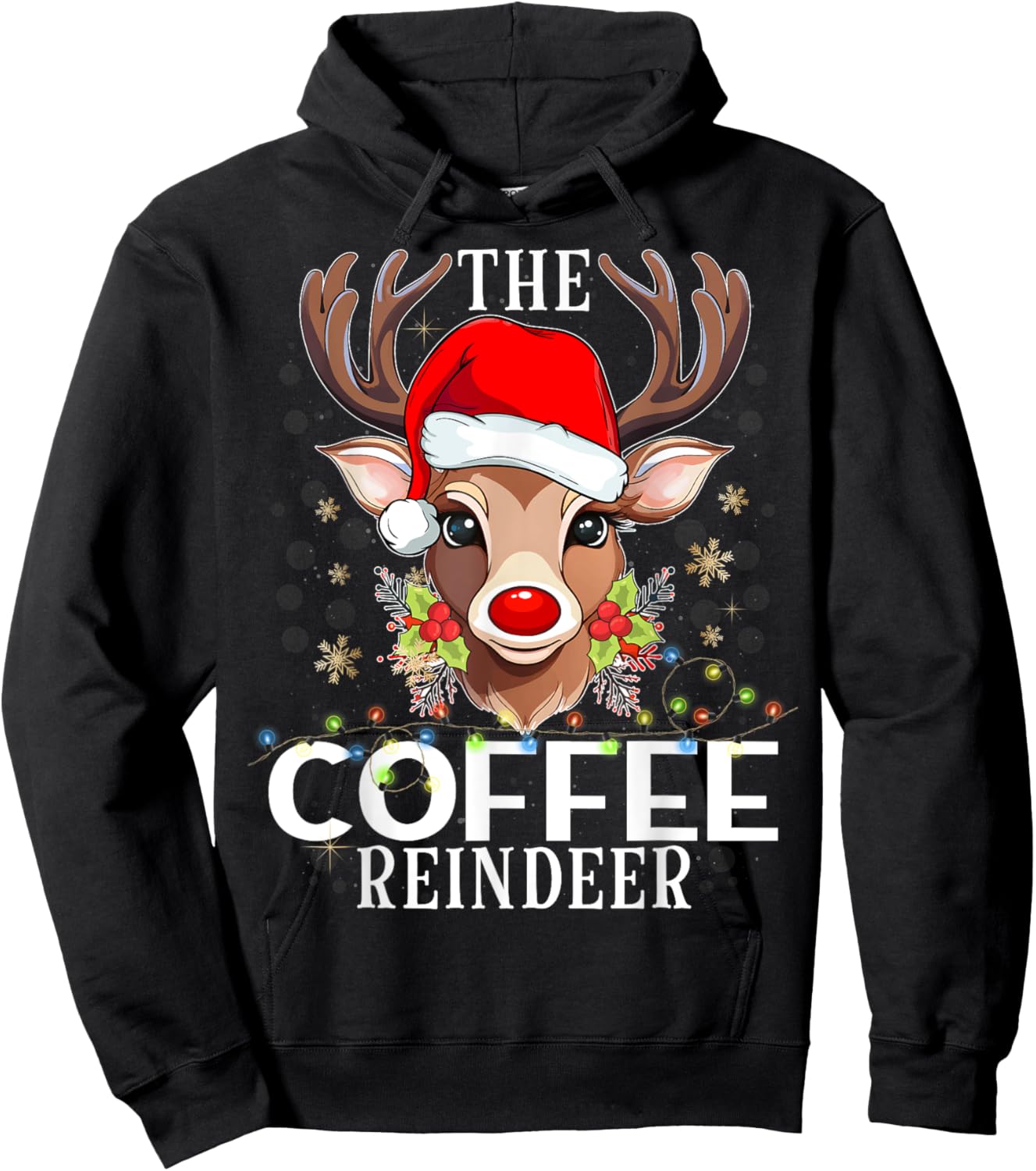 Matching Christmas The Coffee Reindeer Family Hoodie - Hoodie | Black