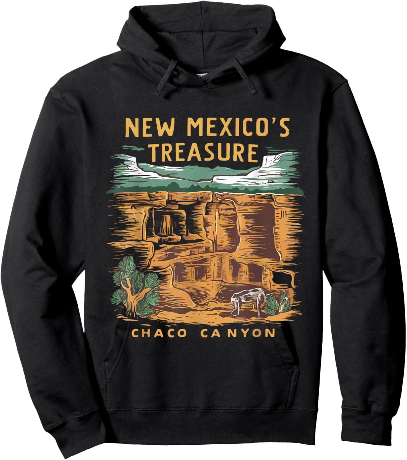 New Mexico Treasure Chaco Canyon National Park Hoodie - Hoodie | Black