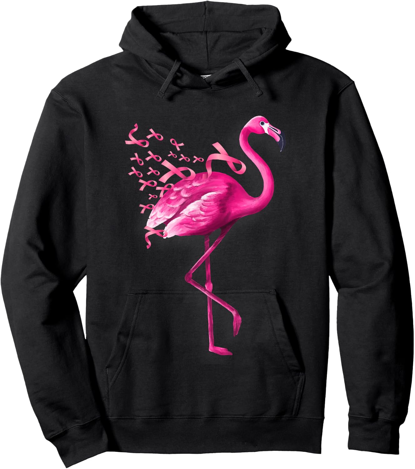 Pink Bird Flamingo Breast Cancer Awareness Hoodie - Hoodie | Black