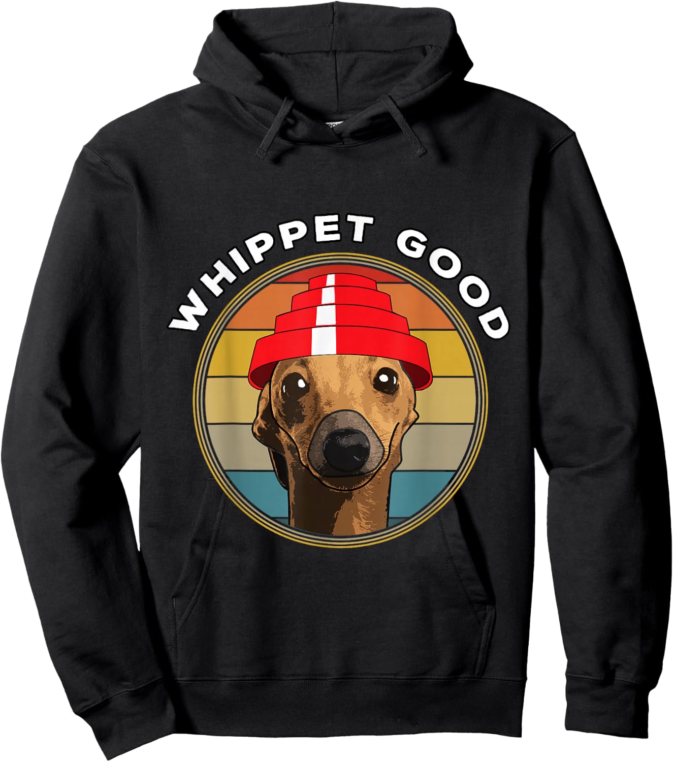 Whippet Good Funny 80's Music Dog Design Hoodie - Hoodie | Black