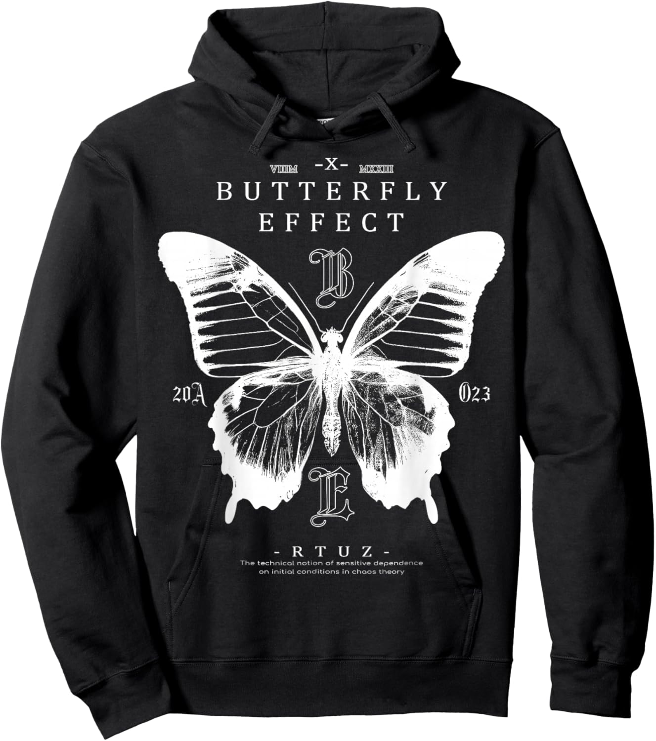 Hip Hop Y2K Hipster Streetwear Motte Butterfly Schmetterling Hoodie - Hoodie | Black
