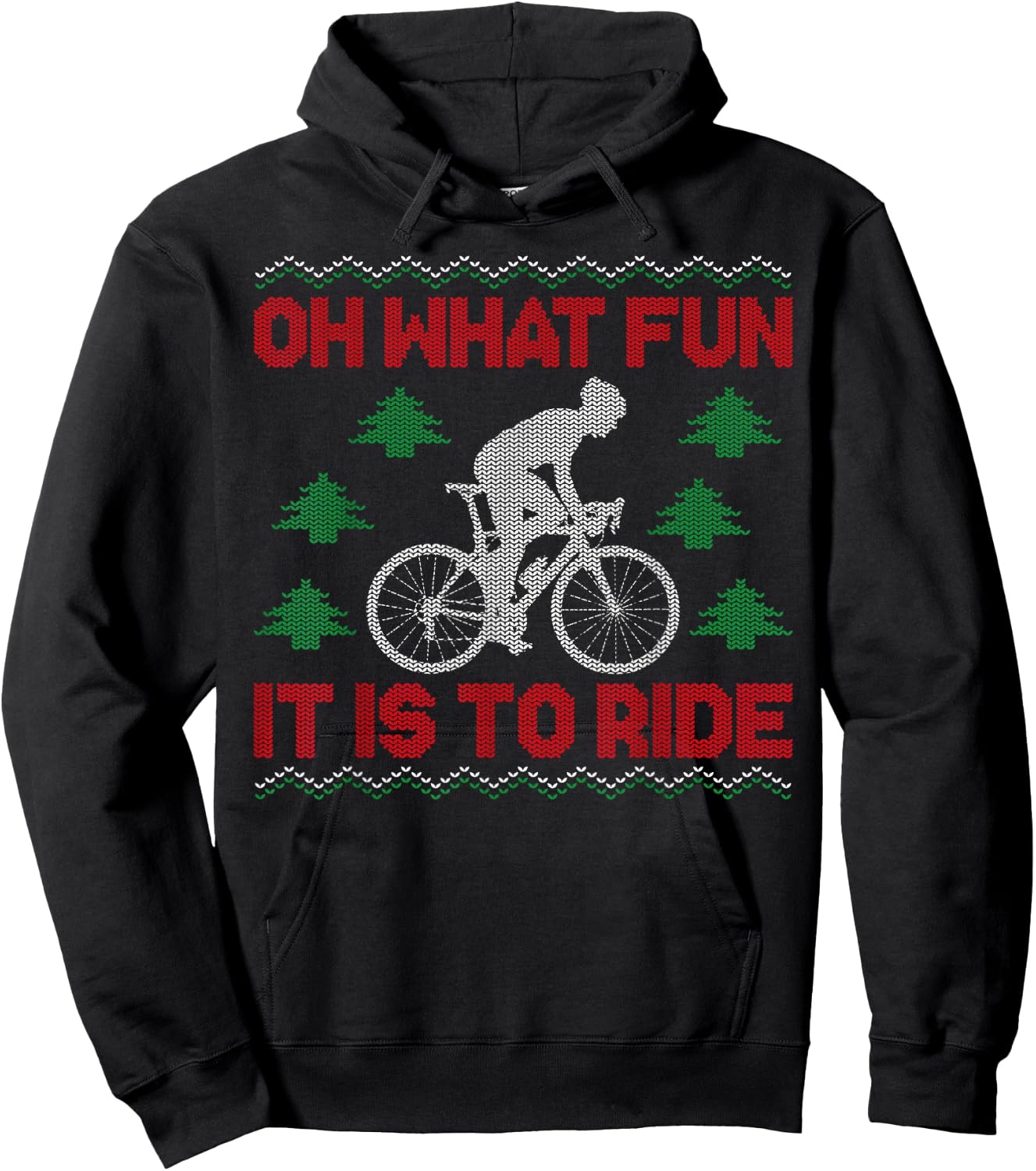Funny Road Bike Riding Cycling Ugly Christmas Sweater Oh Hoodie - Hoodie | Black