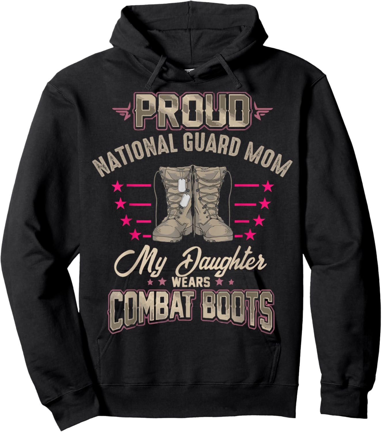 My Daughter Wears Combat Boots - Proud National Guard Mom Hoodie - Hoodie | Black