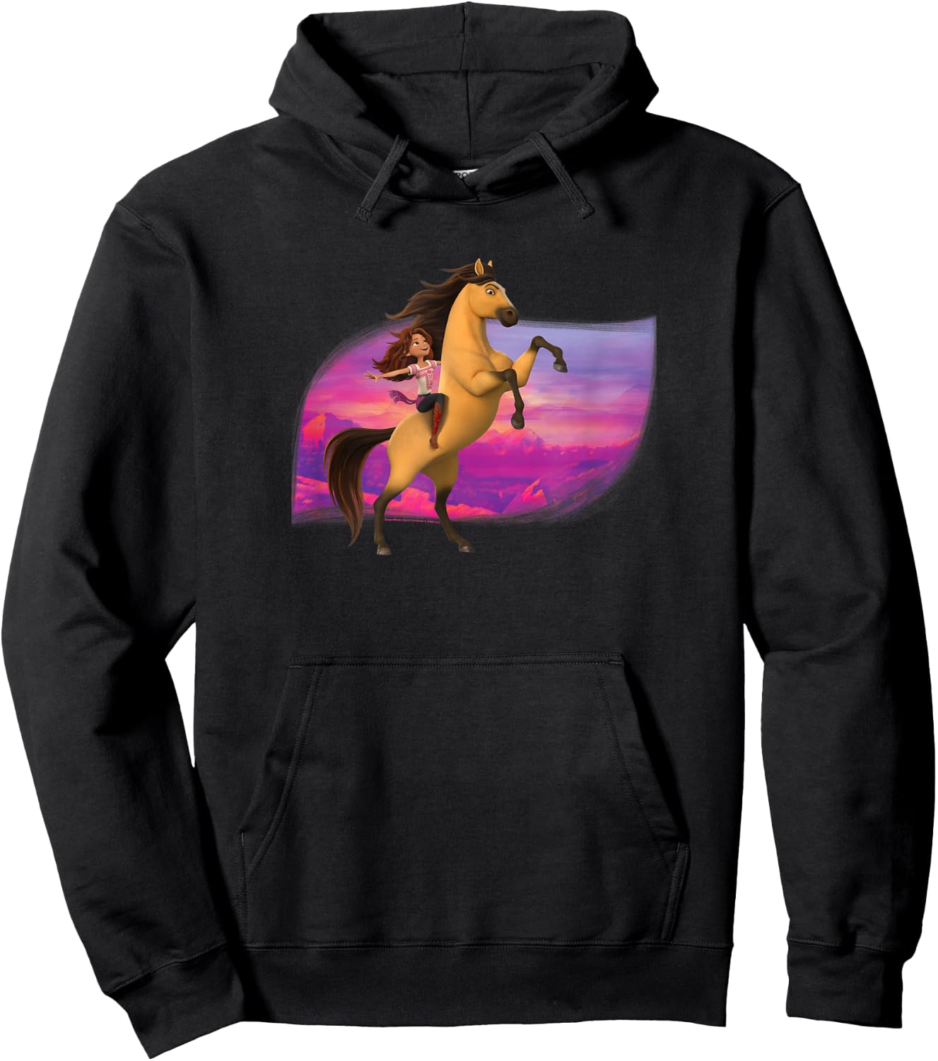 Spirit Untamed - Spirit and Happy Mountain Sunset Hoodie - Hoodie | Black
