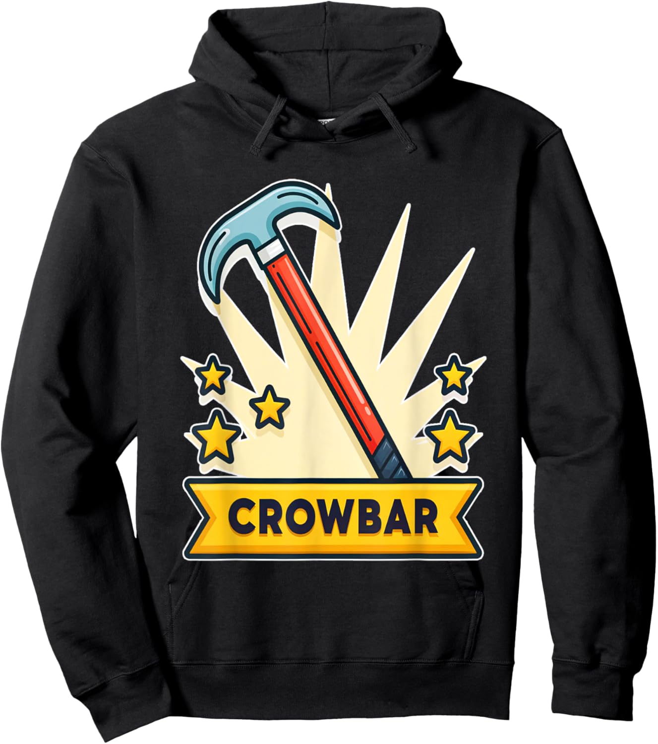 Unique Retro Style Crowbar Design Hoodie - Hoodie | Black