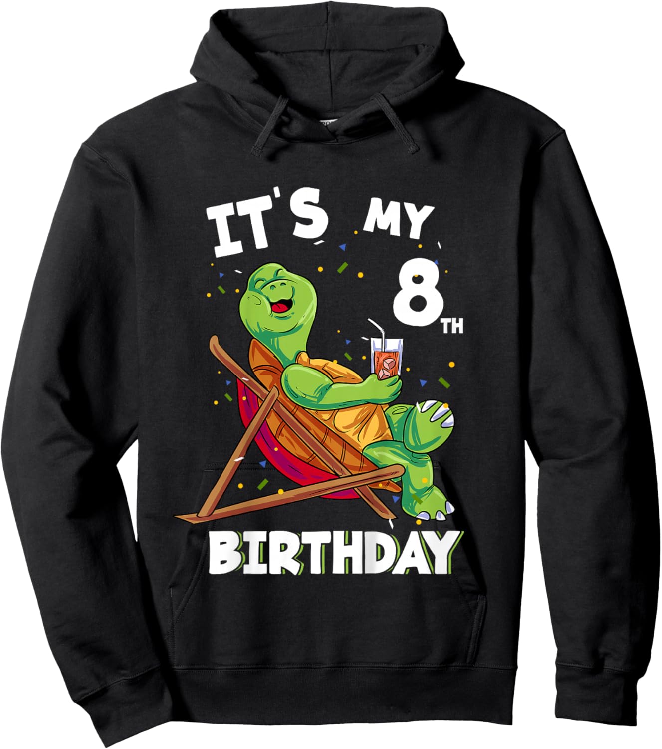 It's my 8th Birthday 8 Year Old Turtle Birthday Hoodie - Hoodie | Black