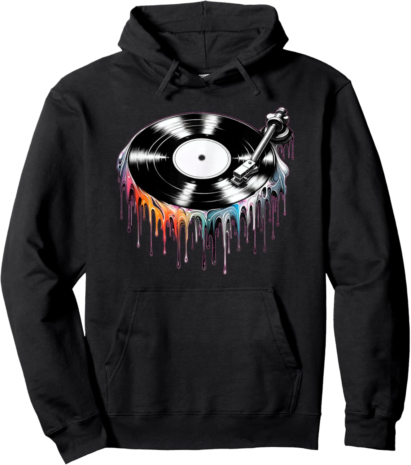 Melting Vinyl Record – Retro Music Lover Gifts Hoodie - Hoodie | Black