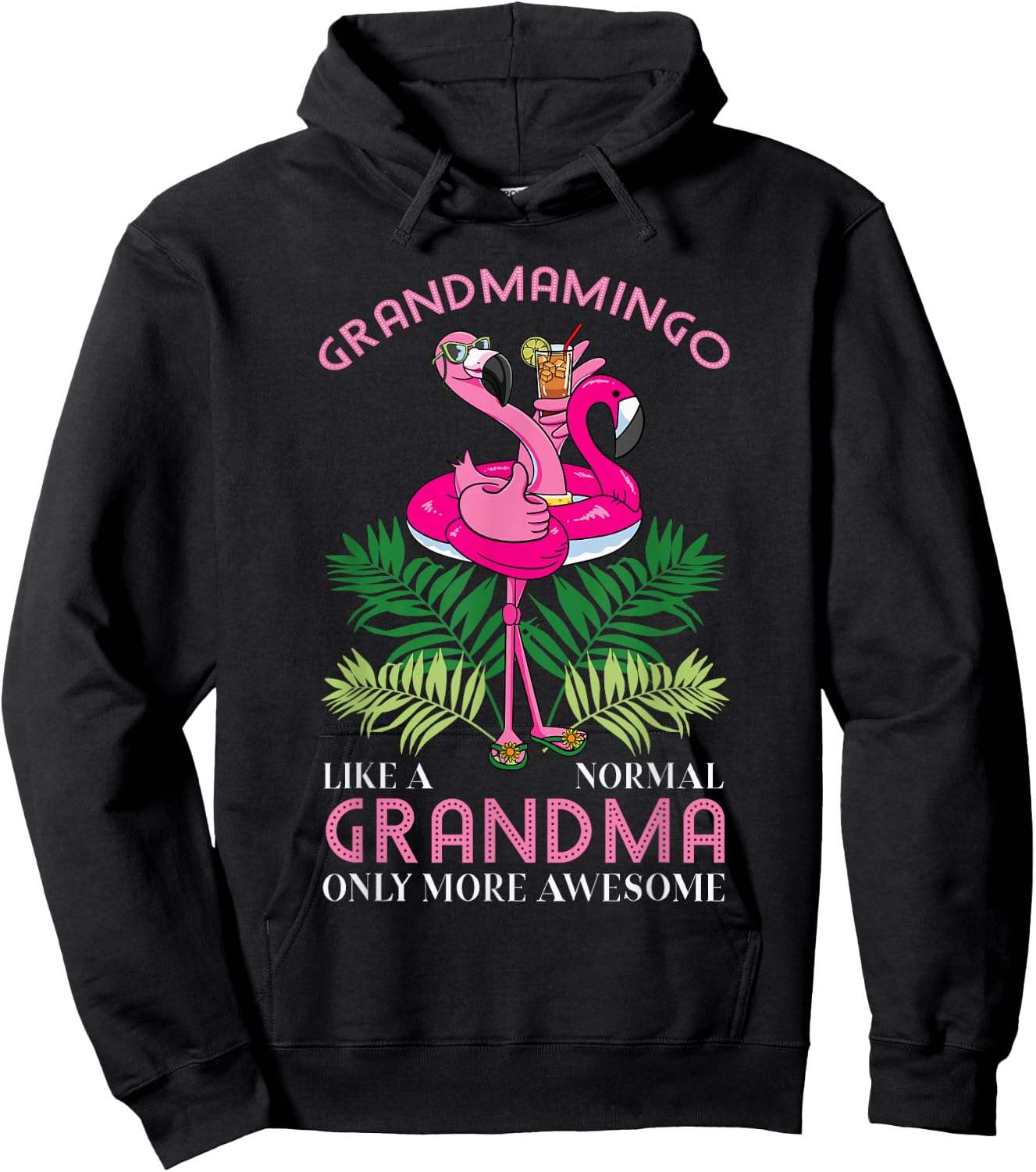 Grandmamingo Grandmother Flamingo Lover Gramma Grandma Nanny Hoodie - Hoodie | Black