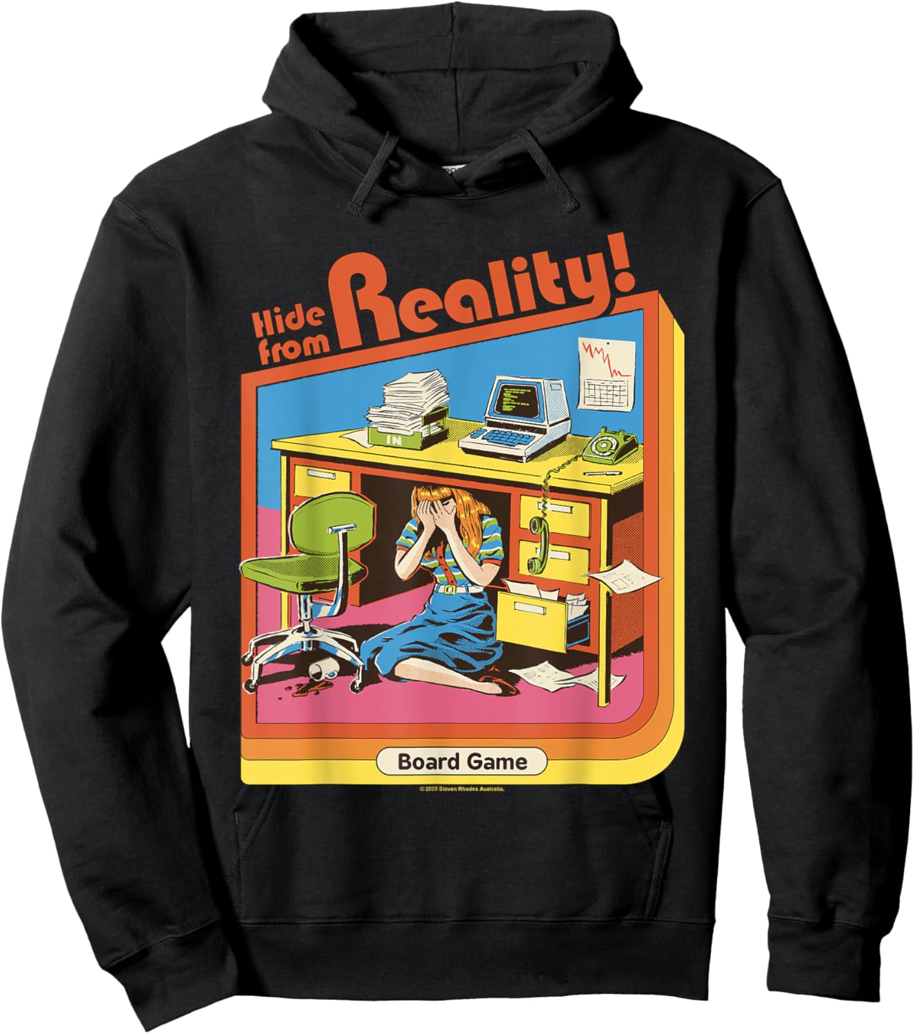 Hide from Reality Sarcastic Retro Vintage Funny Adult Humor Hoodie - Hoodie | Black