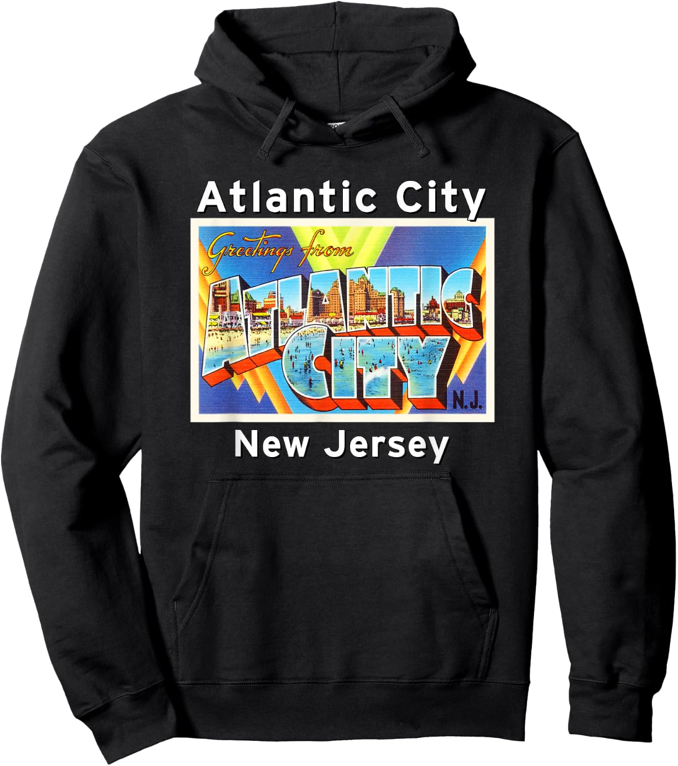 Atlantic City New Jersey NJ Large Letter Postcard 2 Gift Hoodie - Hoodie | Black
