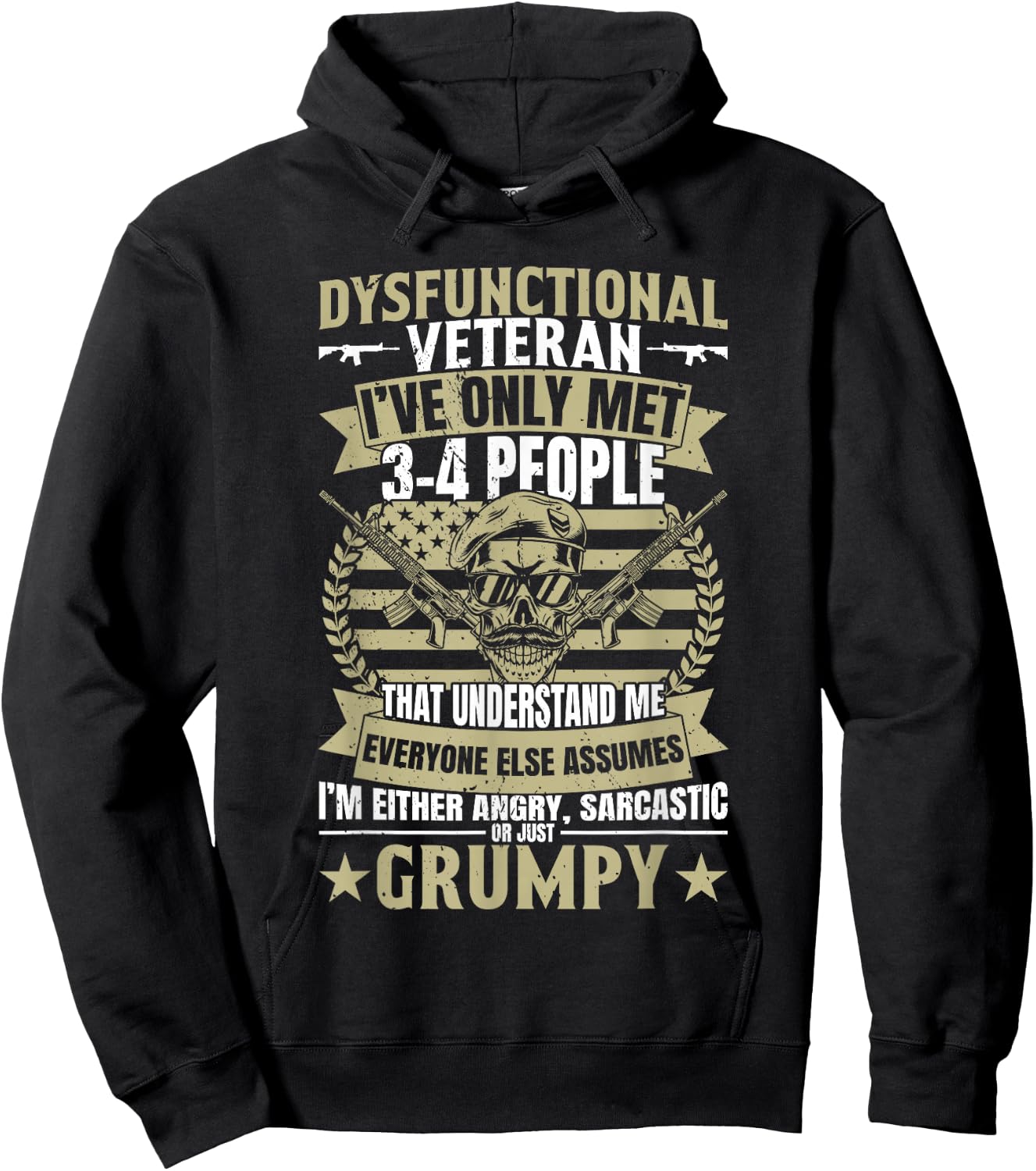 Retired Military Veteran Disgruntled Veteran - -Adults, Black, Small, Short Sleeve Hoodie - Hoodie | Black