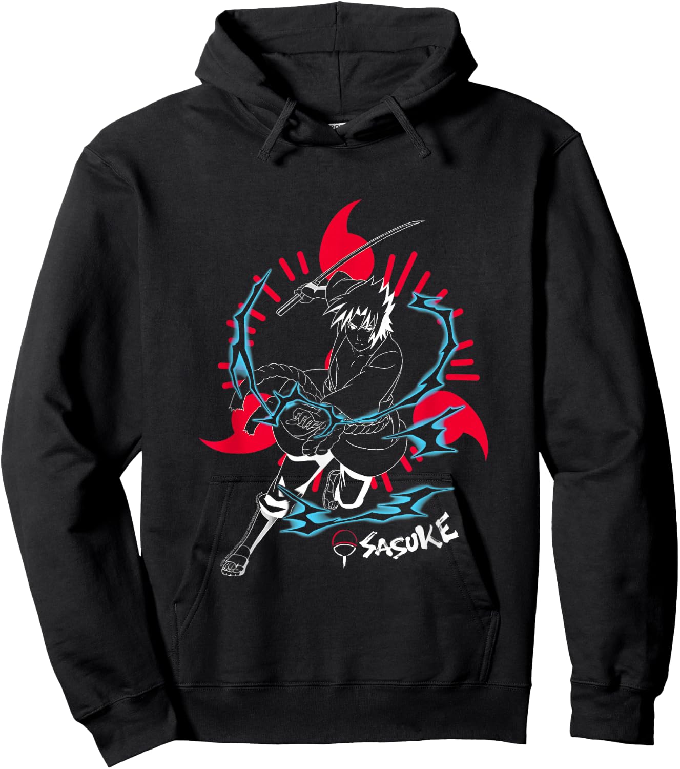 Naruto Shippuden Sasuke Inverted with Sharingan Anime Hoodie - Hoodie | Black