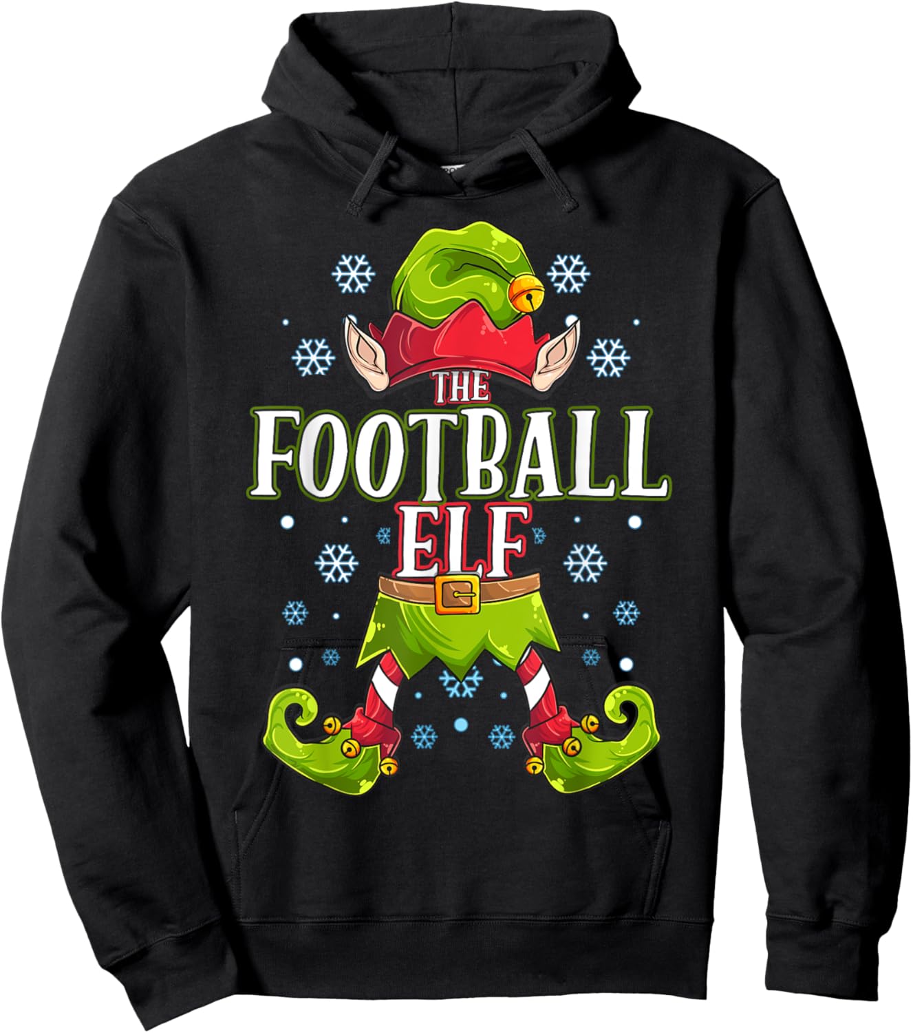 Football Elf Matching Family Group Christmas Party Hoodie - Hoodie | Black