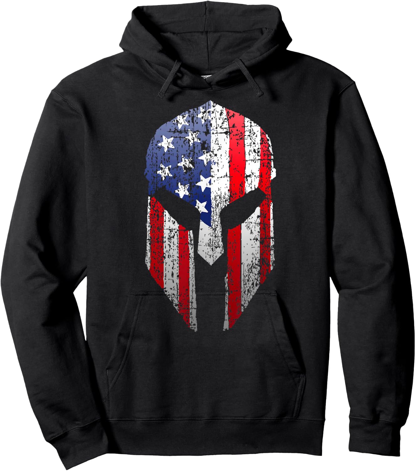 Patriotic American Spartan Warrior USA Flag Helmet Hoodie - Hoodie | Black