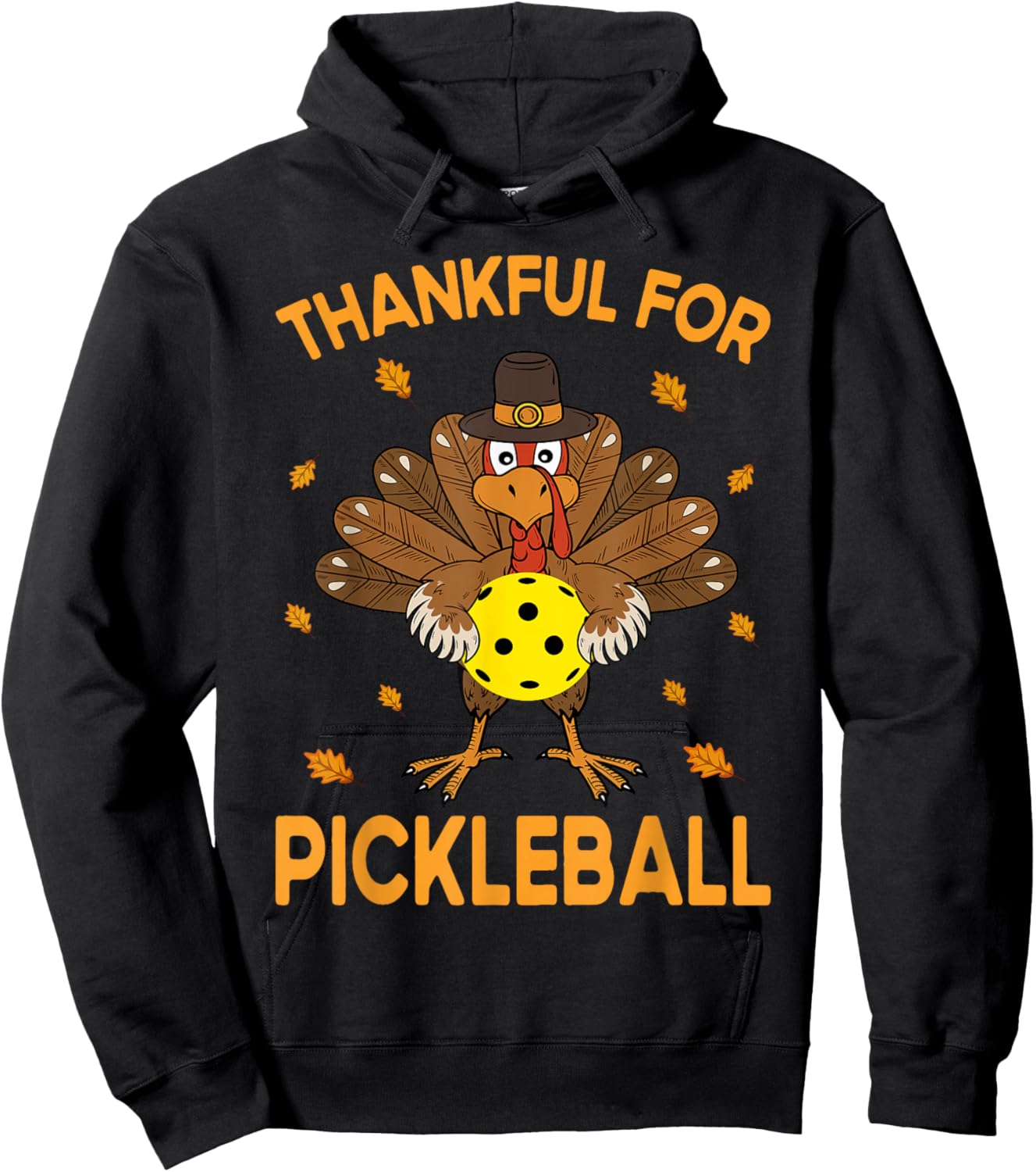 Funny Pickleball Thanksgiving Golf Ball Turkey Costume Hoodie - Hoodie | Black