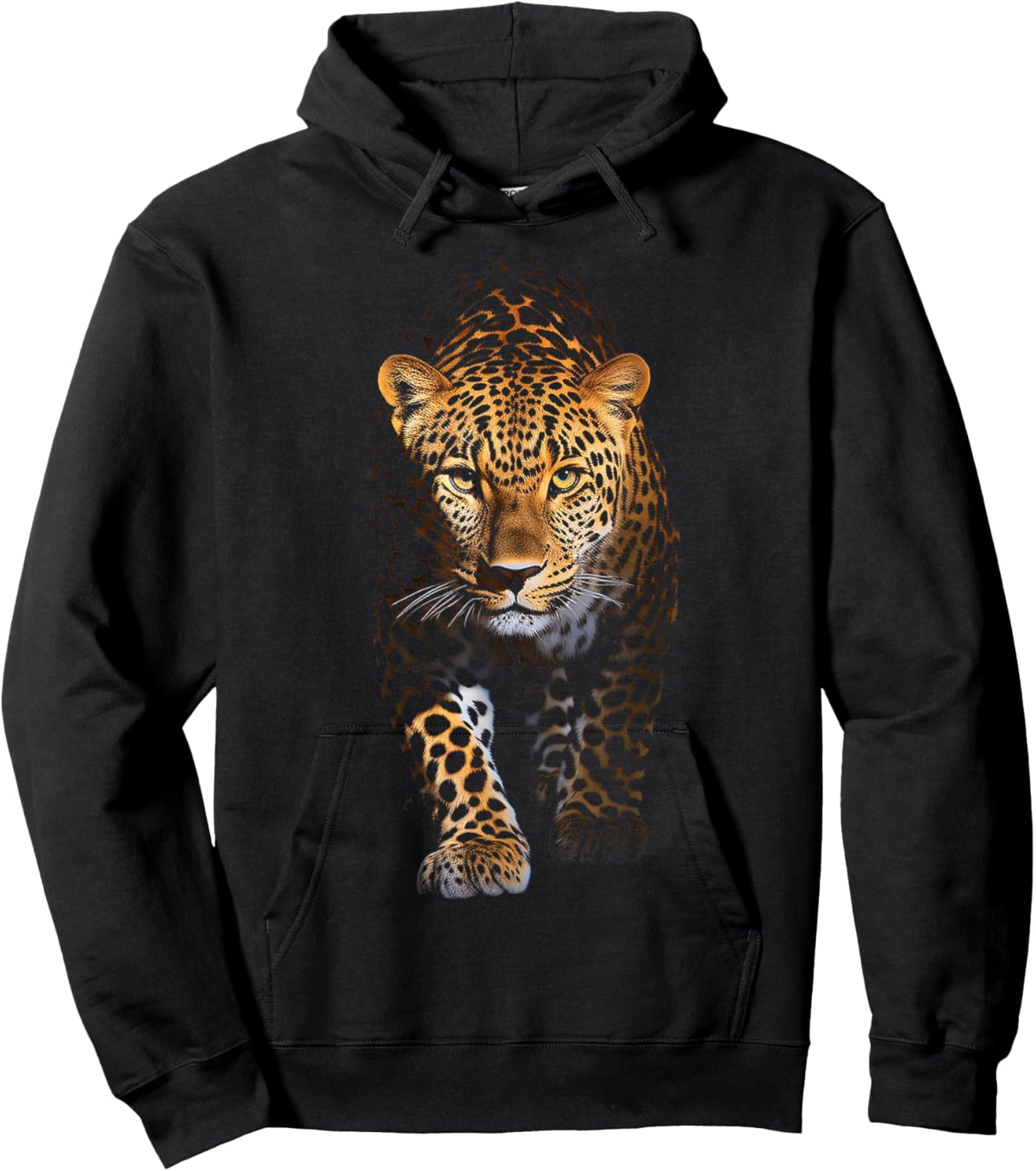 Leopard Portrait Animal Illustration Art Leopard Hoodie - Hoodie | Black