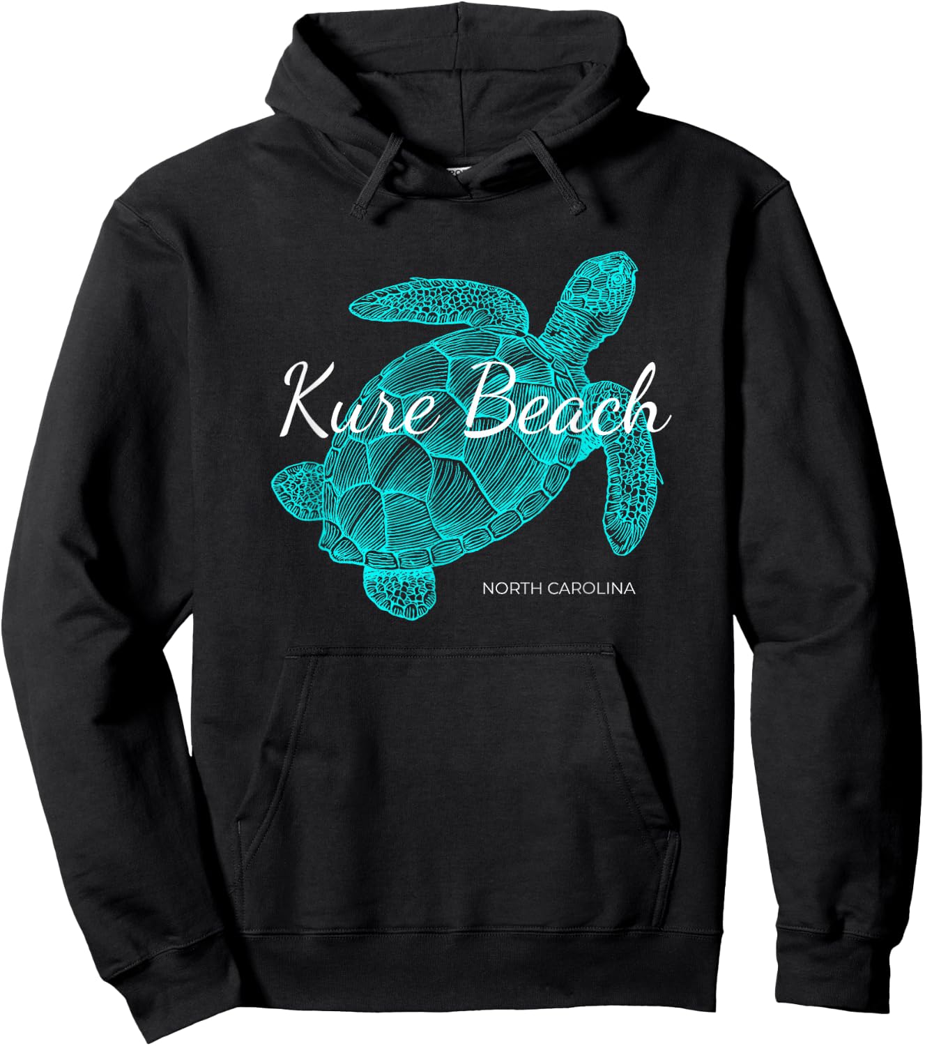 Kure Beach North Carolina Vacation With A Turtle Graphic Hoodie - Hoodie | Black