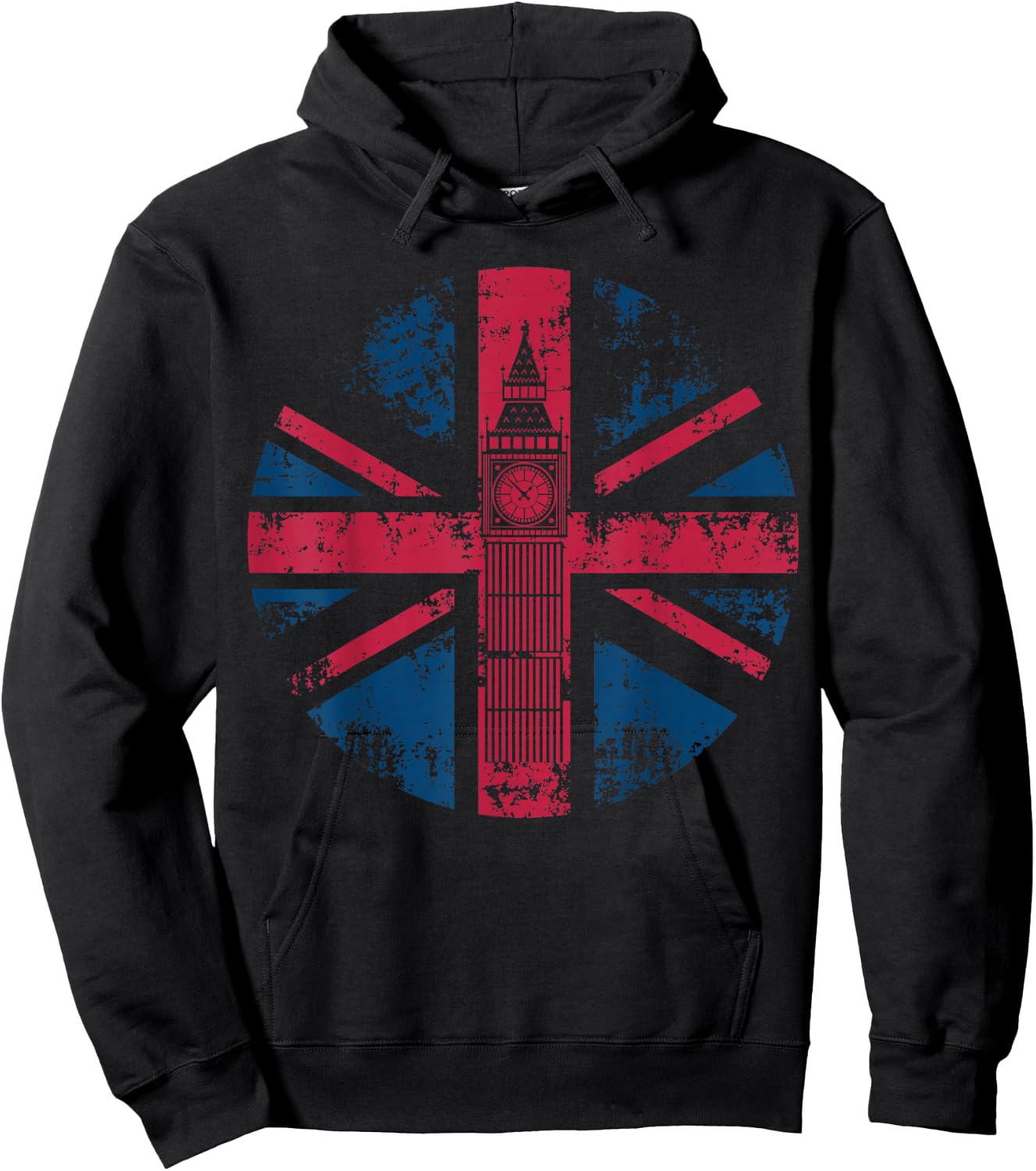 London Big Ben Union Jack Vintage UK Flag British Gift Hoodie - Hoodie | Black