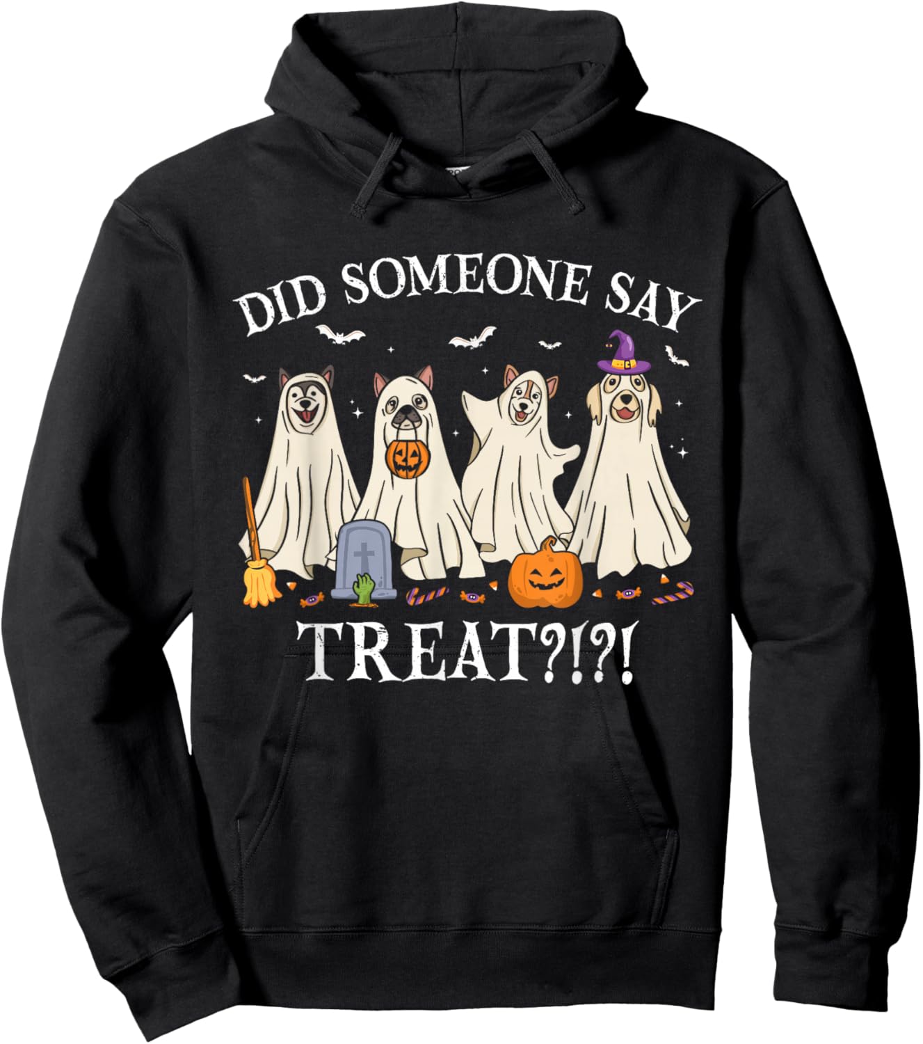 Halloween Ghost Dogs Did Someone Say Treat Ghost Dog Boo Hoodie - Hoodie | Black