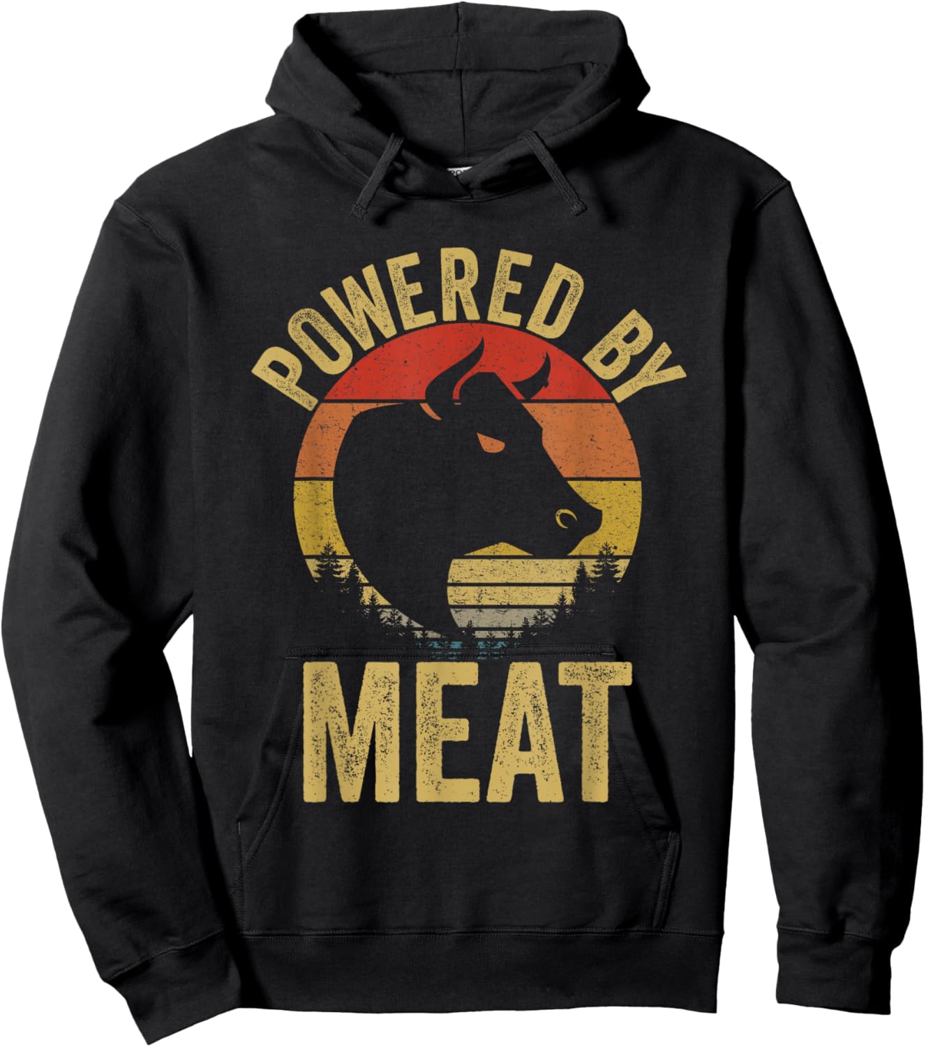 Vintage Powered By Meat Carnivore Meat Eater Hoodie - Hoodie | Black