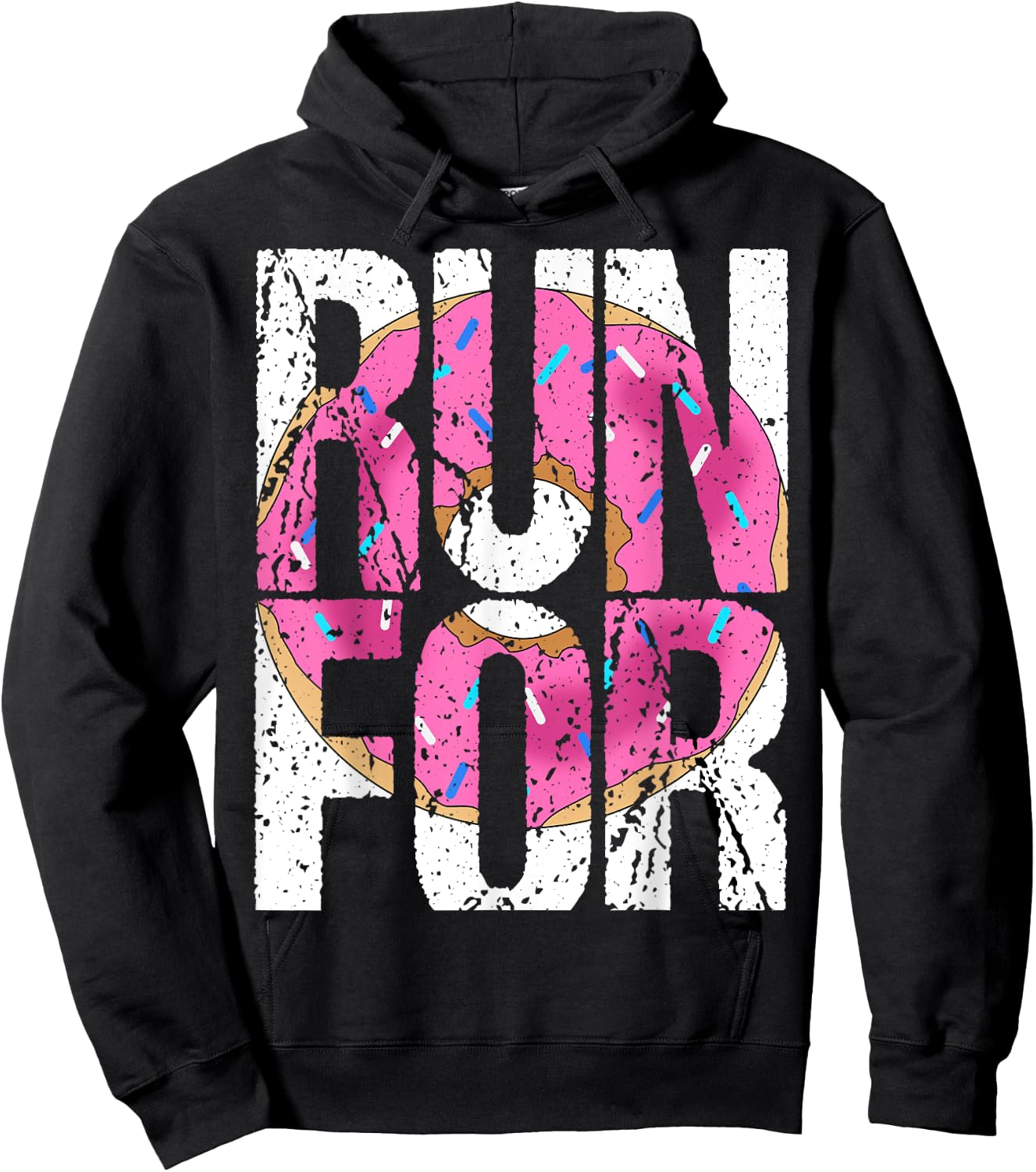 Funny Marathon Run Donut Running Workout Fitness Sport Gift Hoodie - Hoodie | Black