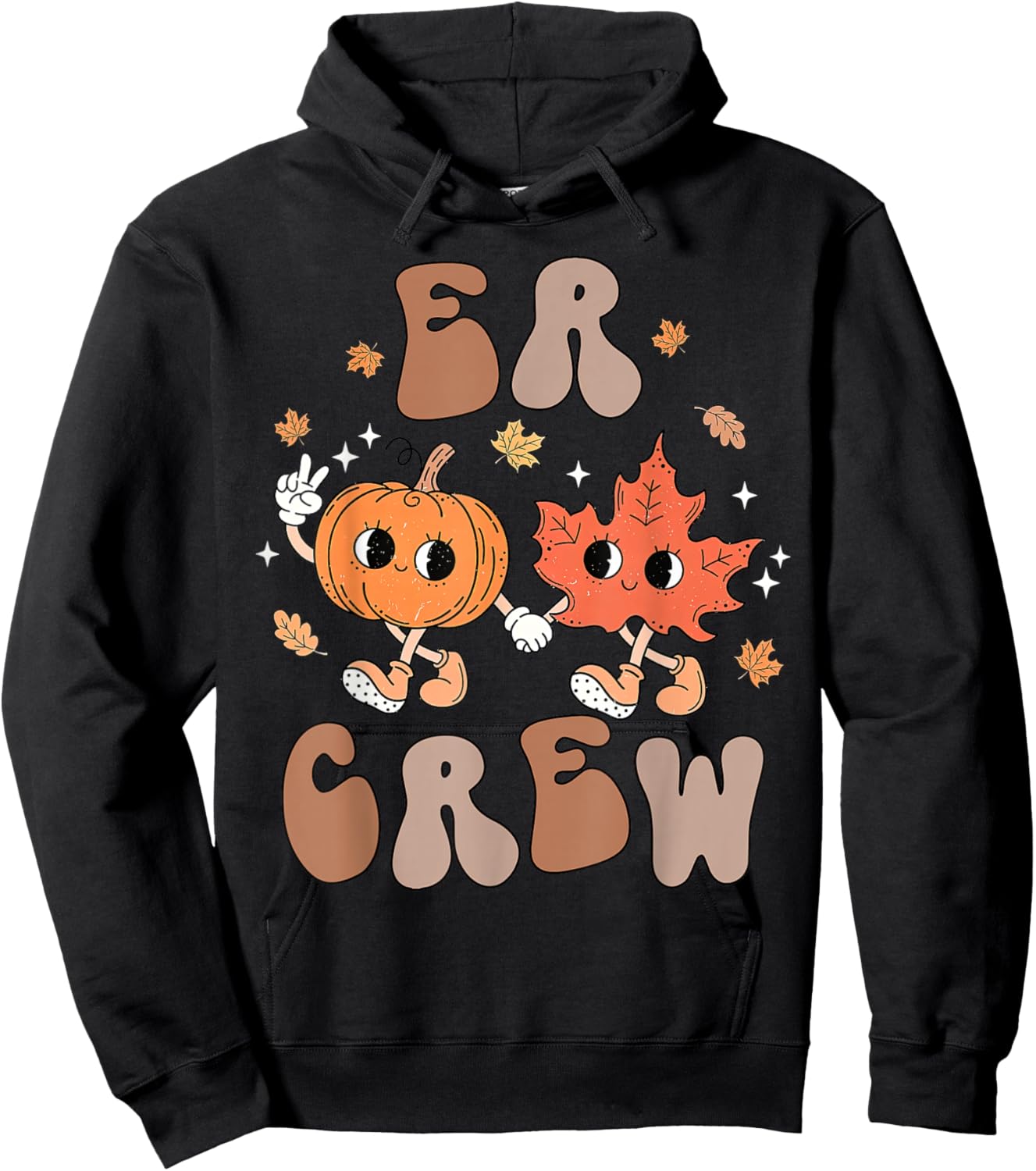 Retro ER Crew Emergency Nurse Pumpkin Fall Thanksgiving Hoodie - Hoodie | Black