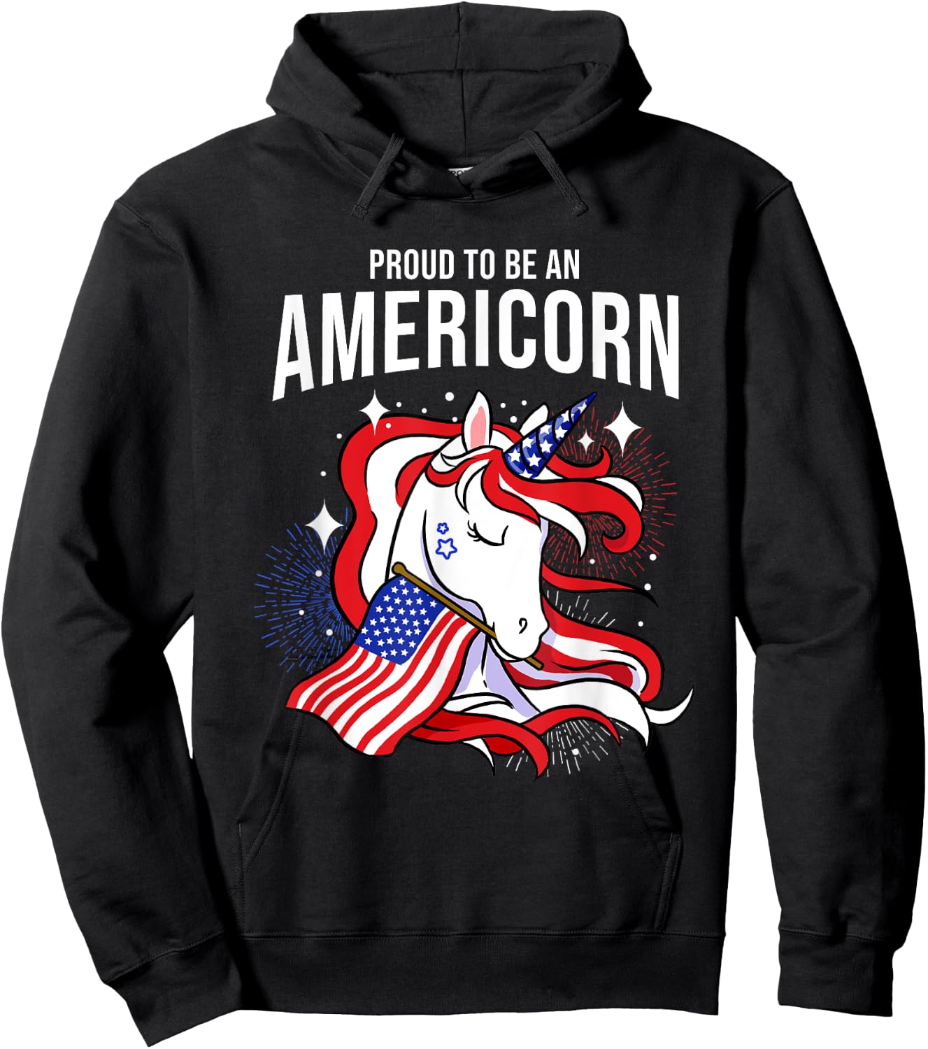 Proud To Be An Americorn Fourth Of July Hoodie - Hoodie | Black