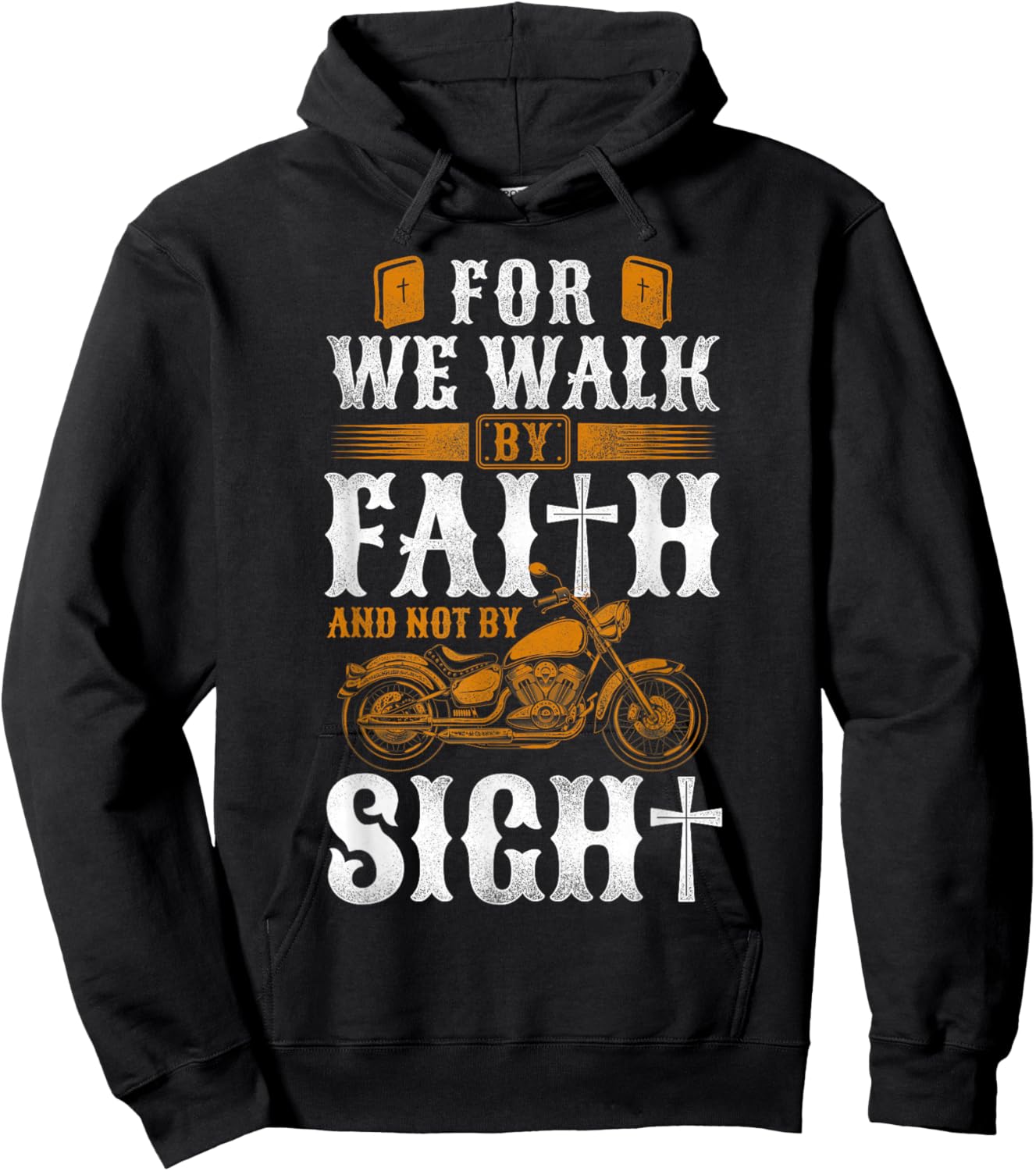 Classic Christian Motorcycle Biker For We Walk By Faith & Hoodie - Hoodie | Black