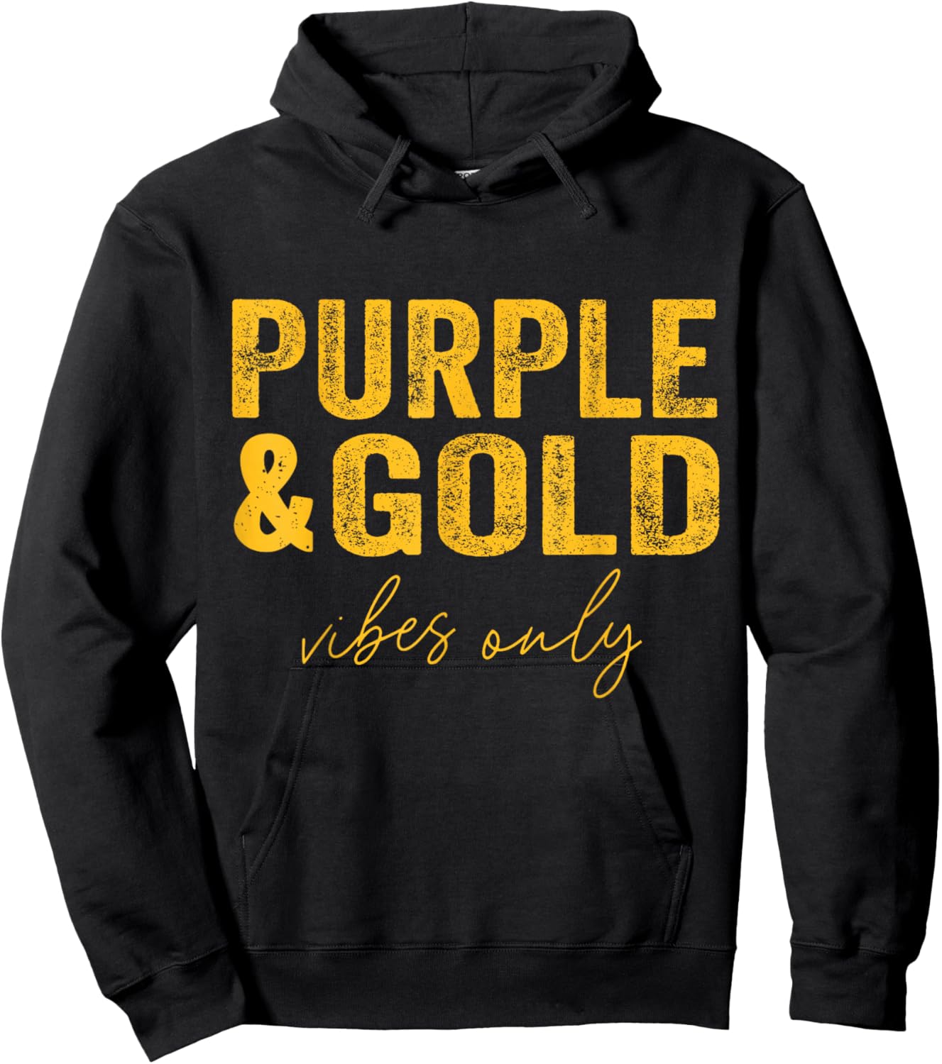 Purple And Gold Vibes Only Game Day For High School Football Hoodie - Hoodie | Black