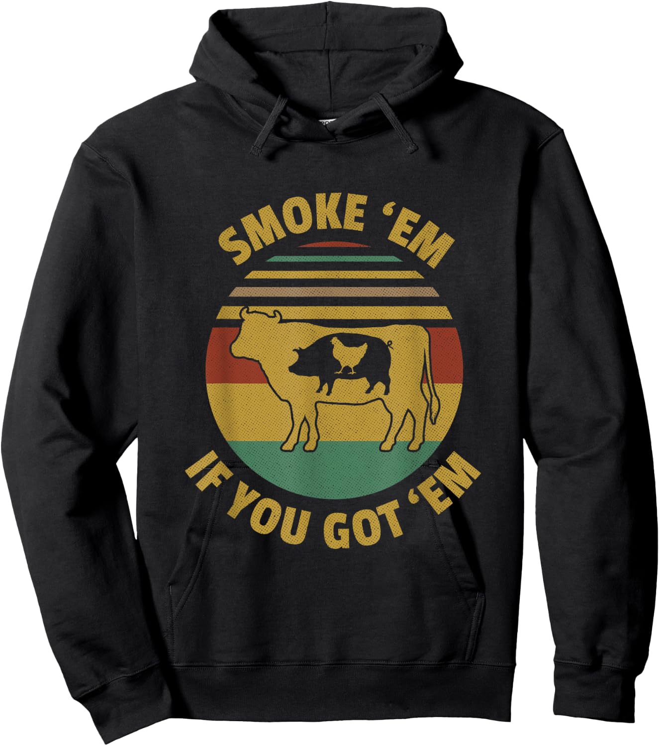 Vintage Smoke 'Em If you Got 'Em BBQ Grilling Smoking Meat Hoodie - Hoodie | Black