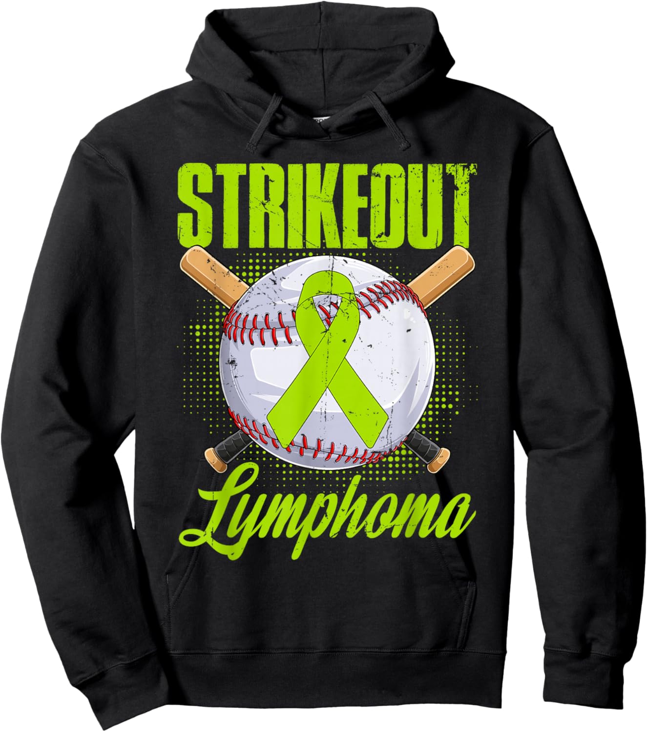 Strikeout Lymphoma Awareness Fighter Warrior Baseball Ball Hoodie - Hoodie | Black