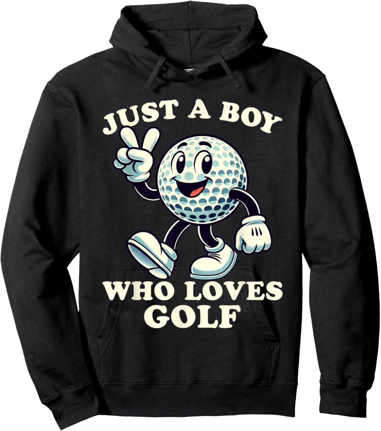 Just a Boy Who Loves Golf Funny Golf Designs Boys Hoodie - Hoodie | Black