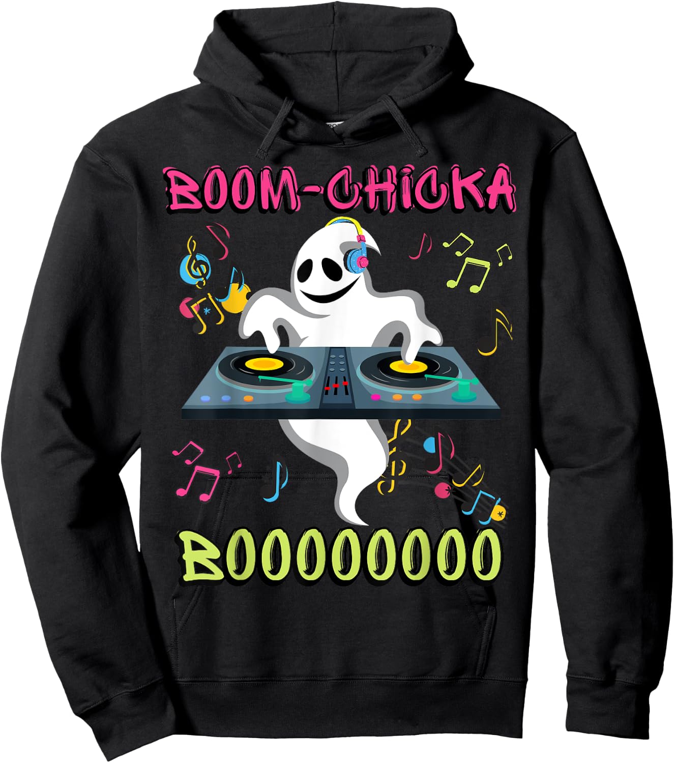 Ghost DJ/ Boom Chicka Boo/ Halloween Costume/ Funny Ghost Hoodie - Hoodie | Black