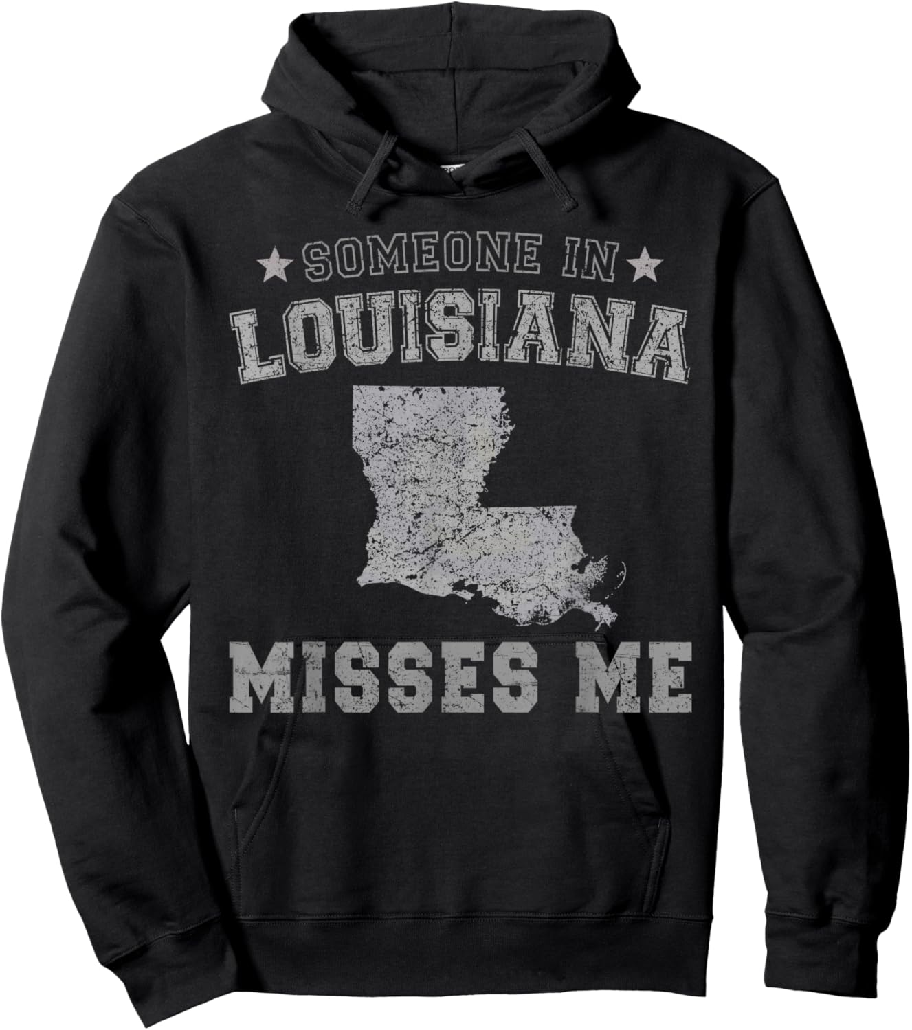 Someone In Louisiana Misses Me Heart Vintage State Hoodie - Hoodie | Black
