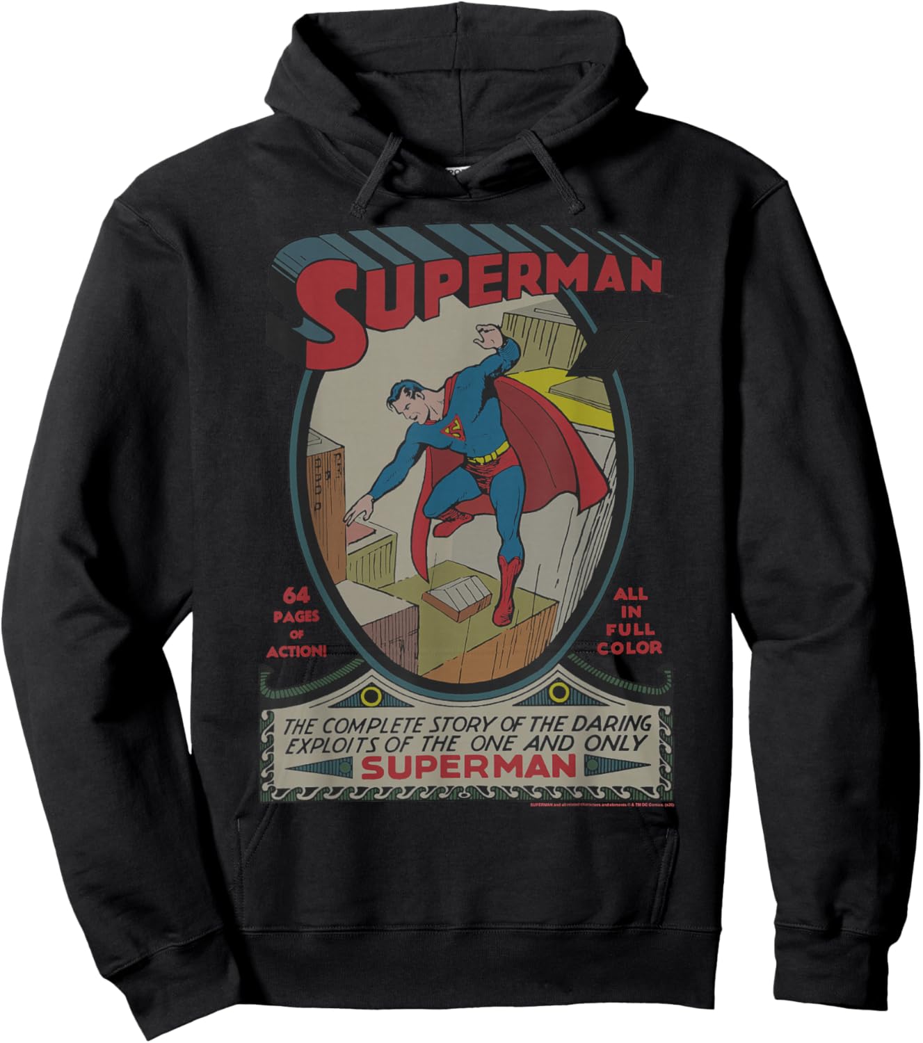 DC Comics Superman 64 Pages Of Action Comic Cover Hoodie - Hoodie | Black