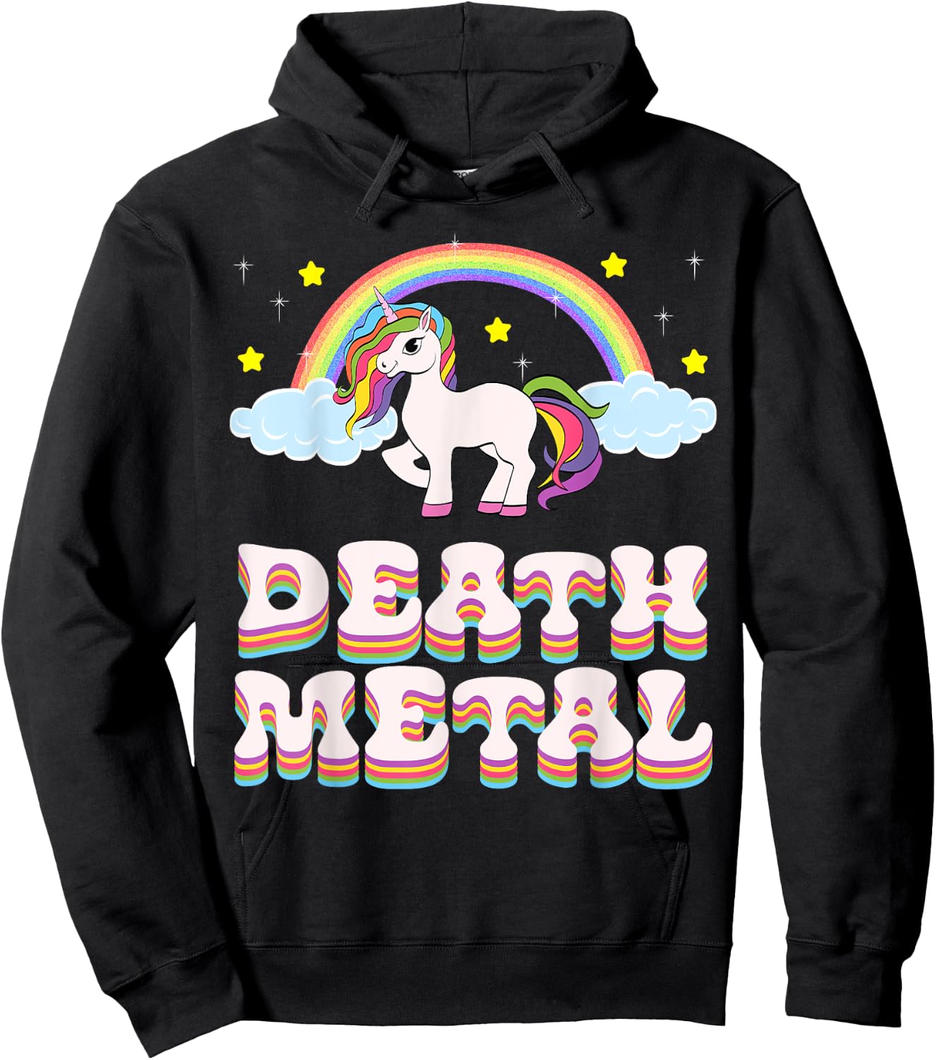 Funny Death Metal Unicorn Rainbow Gift Hoodie - Hoodie | Black