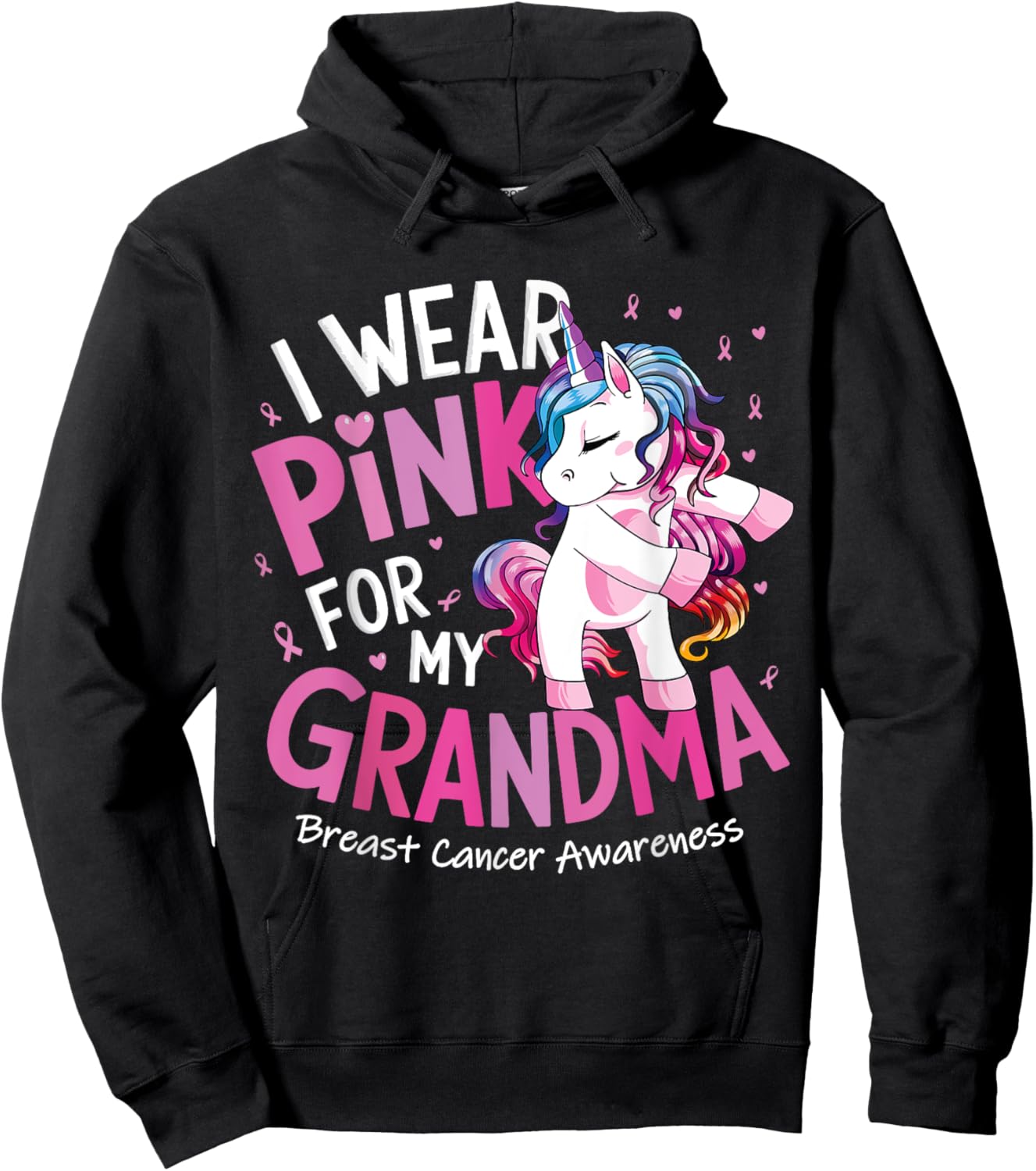 Breast Cancer Awareness Wear Pink Grandma Kids Baby Toddler Hoodie - Hoodie | Black