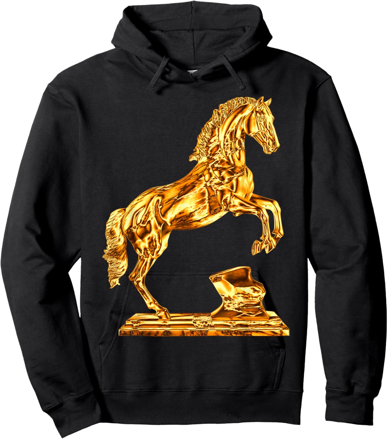 Golden Statue of Horse Sculpture Hoodie - Hoodie | Black