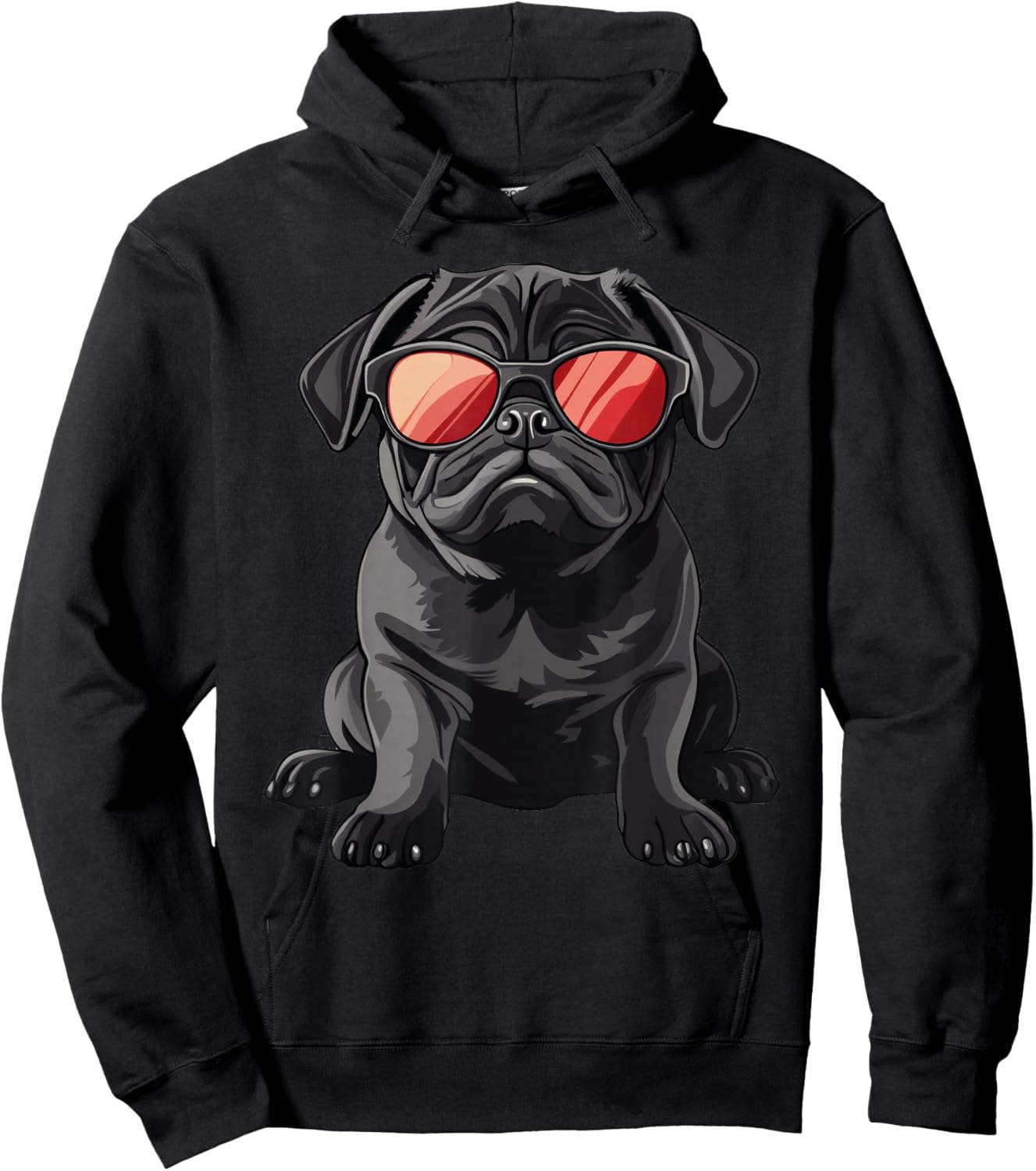 Black Pug Wearing Sunglasses Dog Hoodie - Hoodie | Black