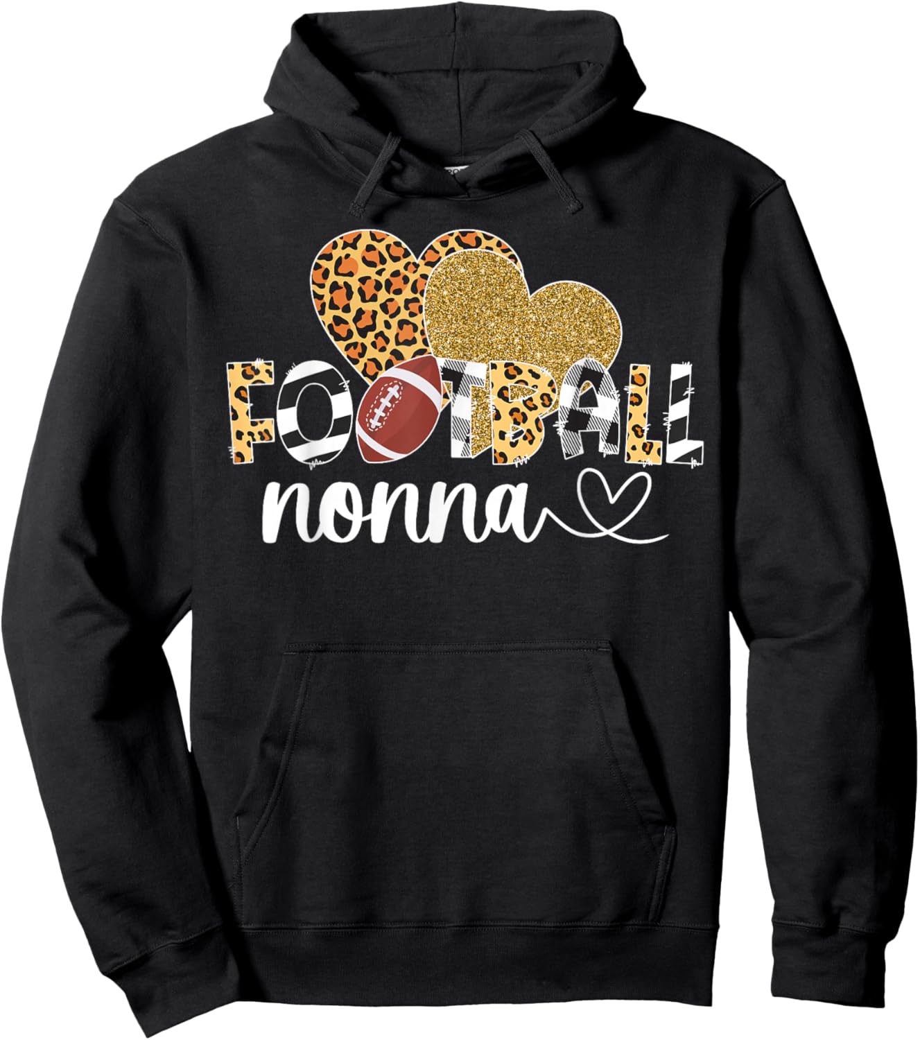 Football Nonna Heart Grandma Nonna Of A Football Player Hoodie - Hoodie | Black