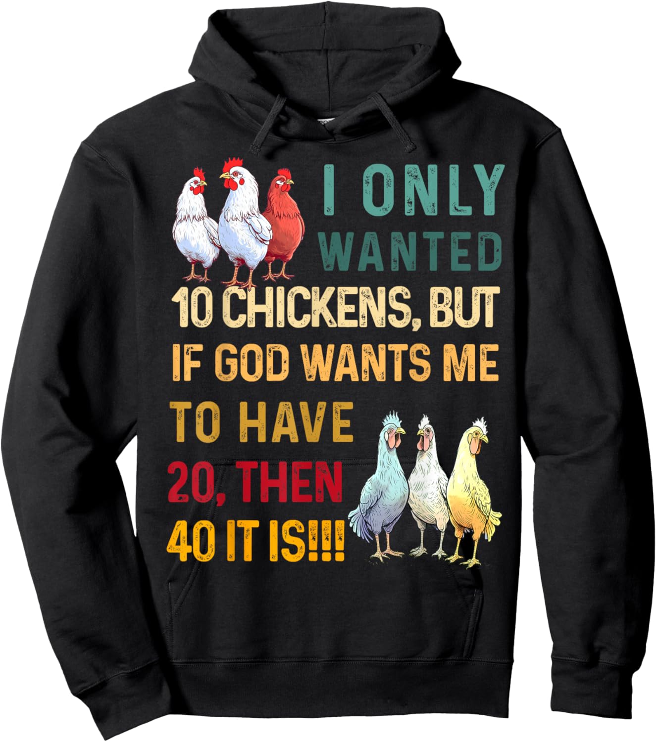I Only Wanted 10 Chickens But if God Wants Me to Have 20 Hoodie - Hoodie | Black