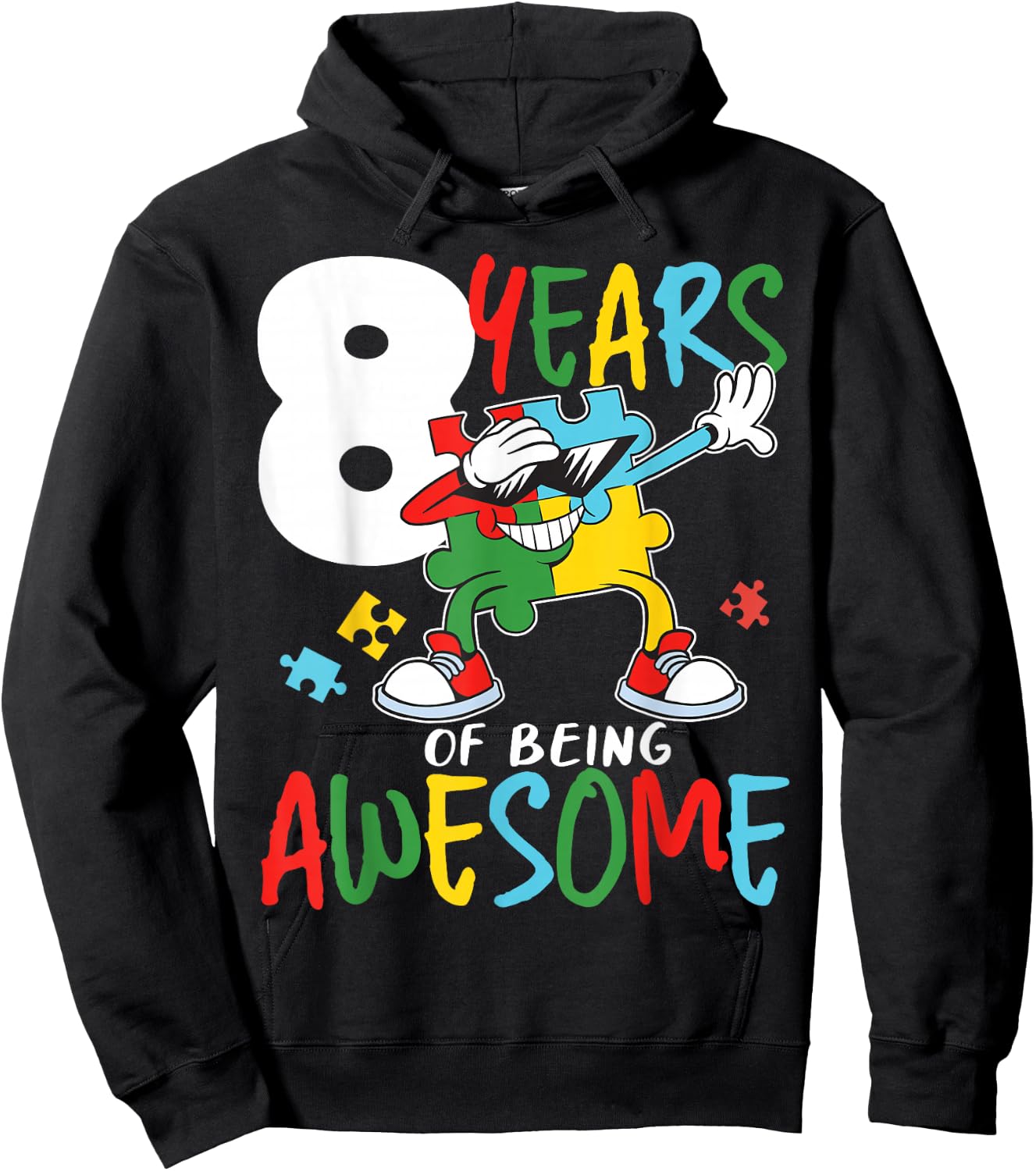 8 Year Old Birthday Autistic Boy Girl Autism Awareness Hoodie - Hoodie | Black