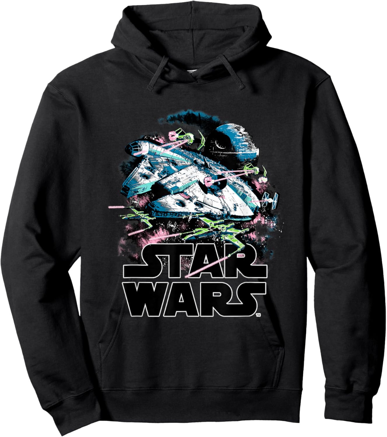 Star Wars Millennium Falcon and X-Wings Battle Hoodie - Hoodie | Black